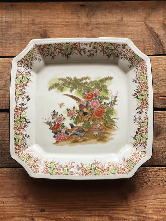 square chinoiserie decorative plate