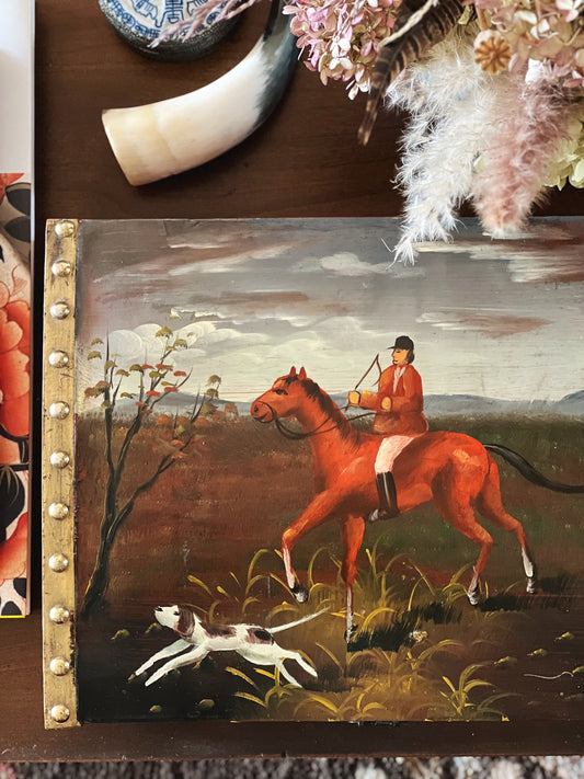 Hand Painted Decorative Vintage Equestrian Storage Box