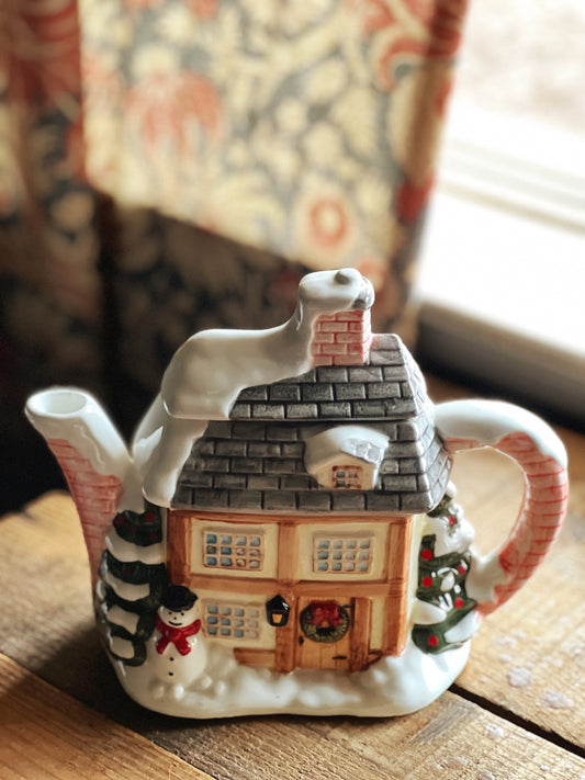 Christmas village house teapot