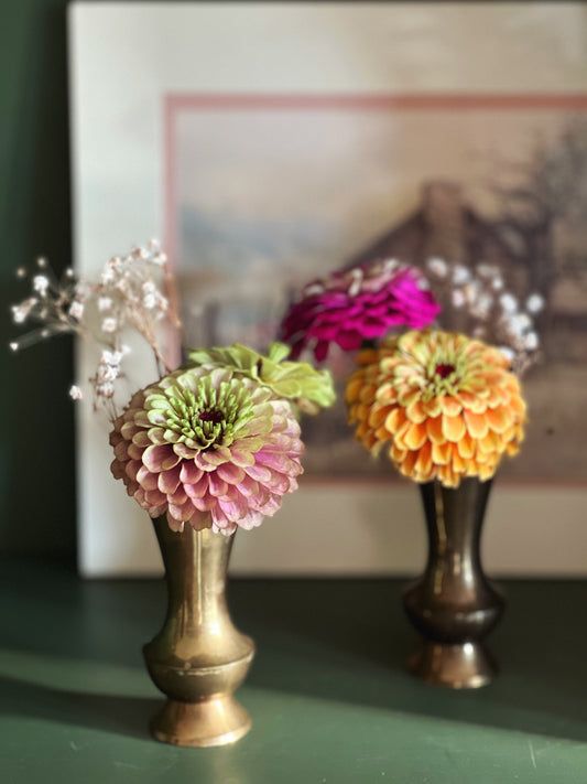 Pair of Tiny Vintage Brass Vases