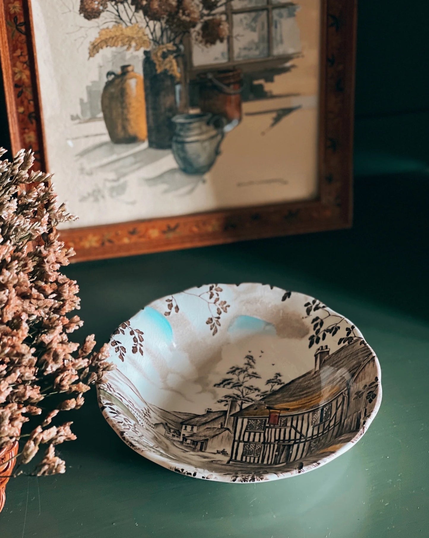 vintage brown transferware bowl