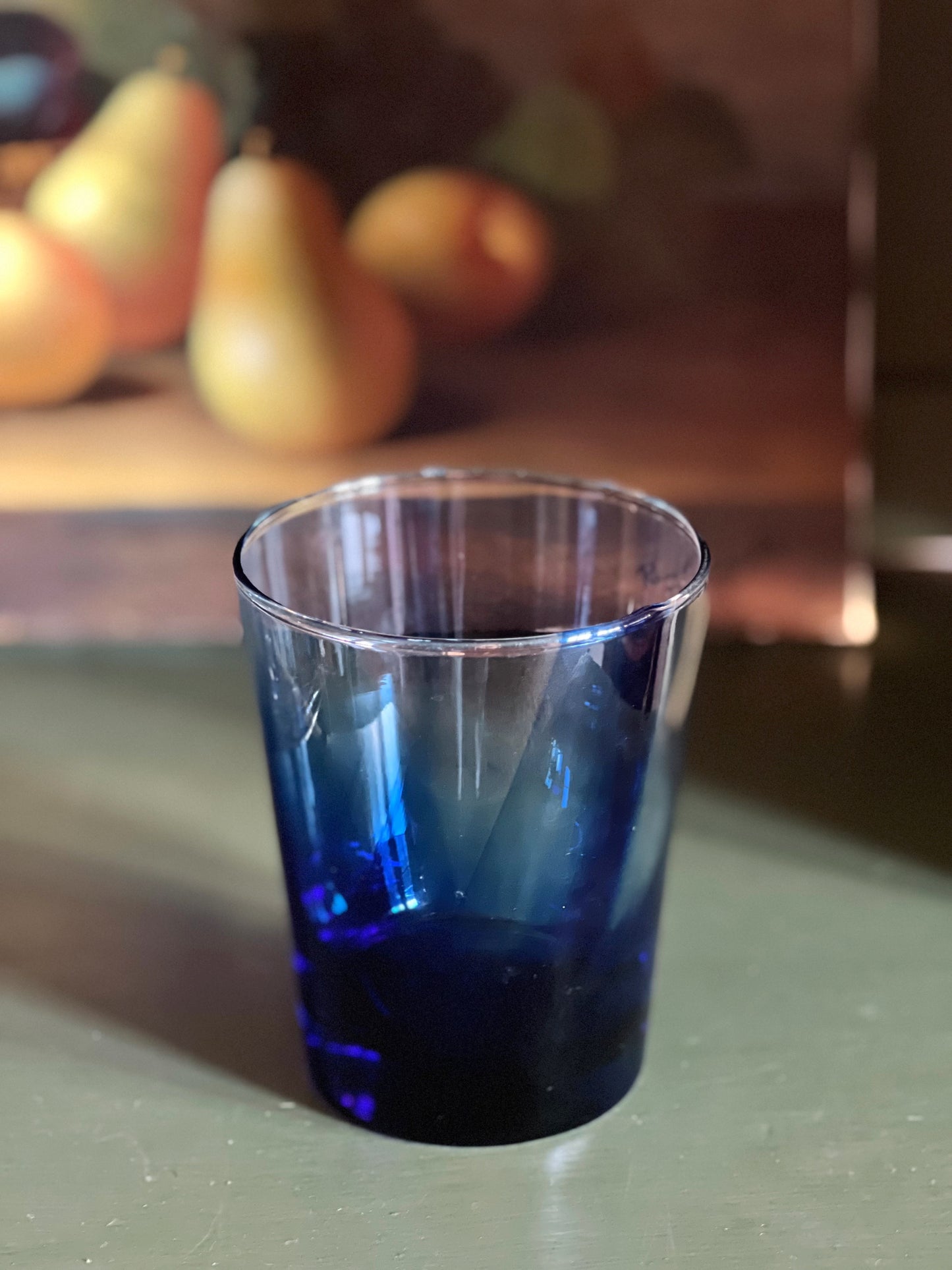 Vintage Blue Swirl Double Old Fashioned Glass