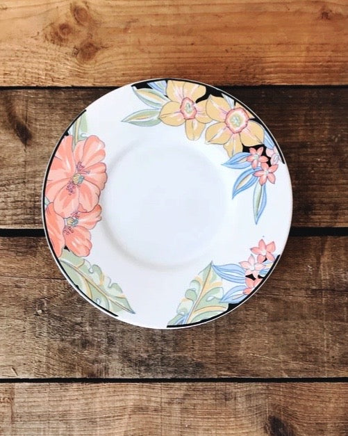 floral stoneware cake plate