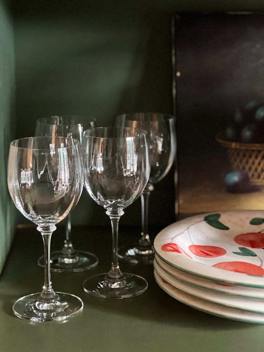 Set of 4 Vintage Crystal Wine Glasses