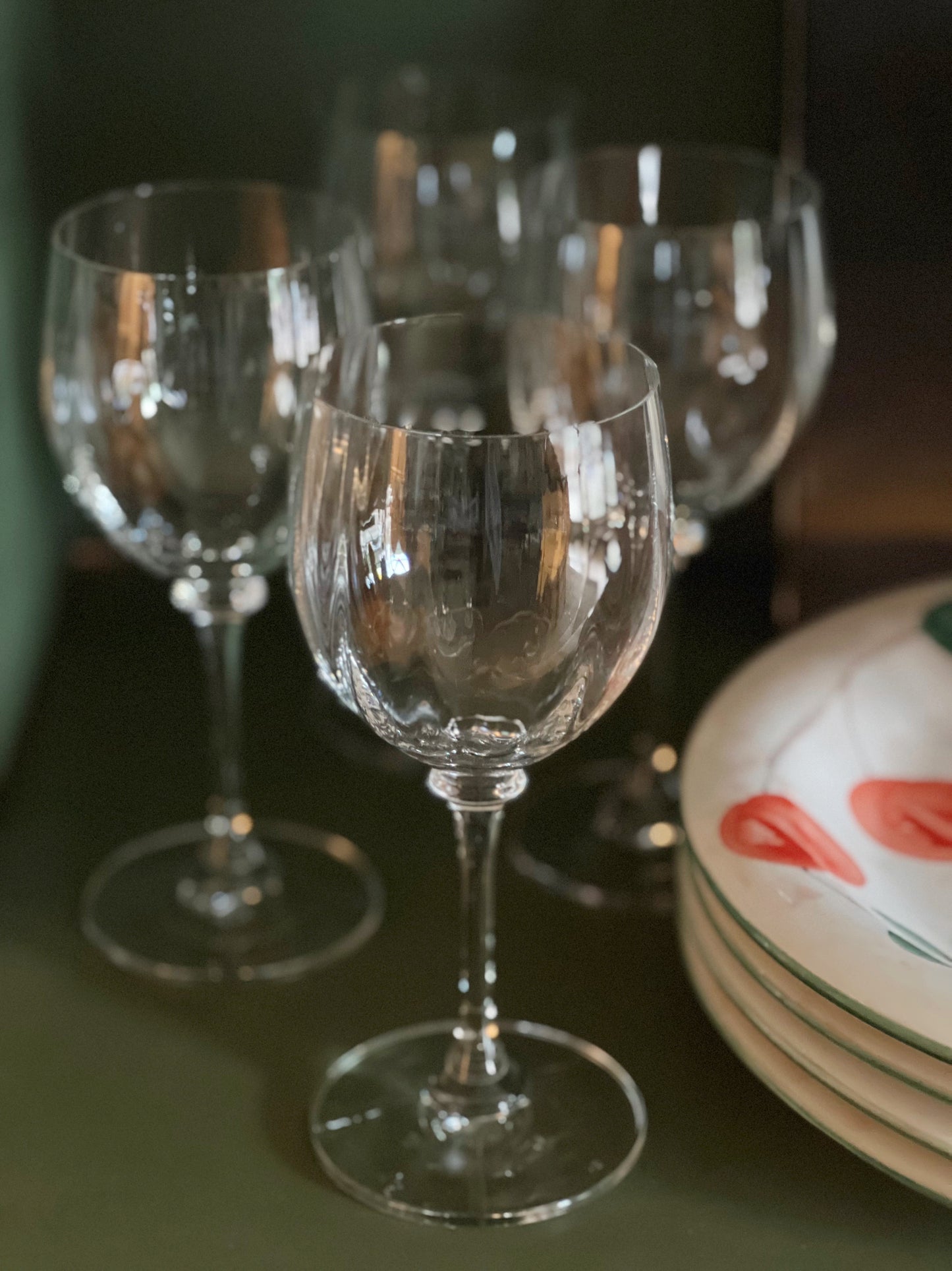 Set of 4 Vintage Crystal Wine Glasses