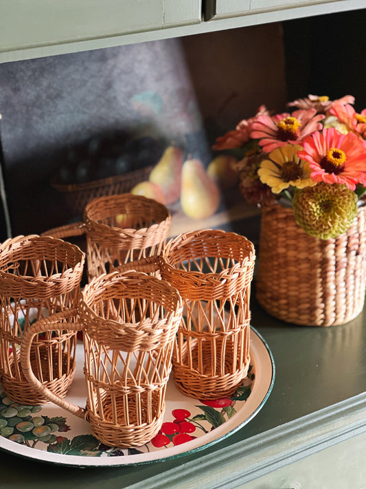 vintage wicker cup holder