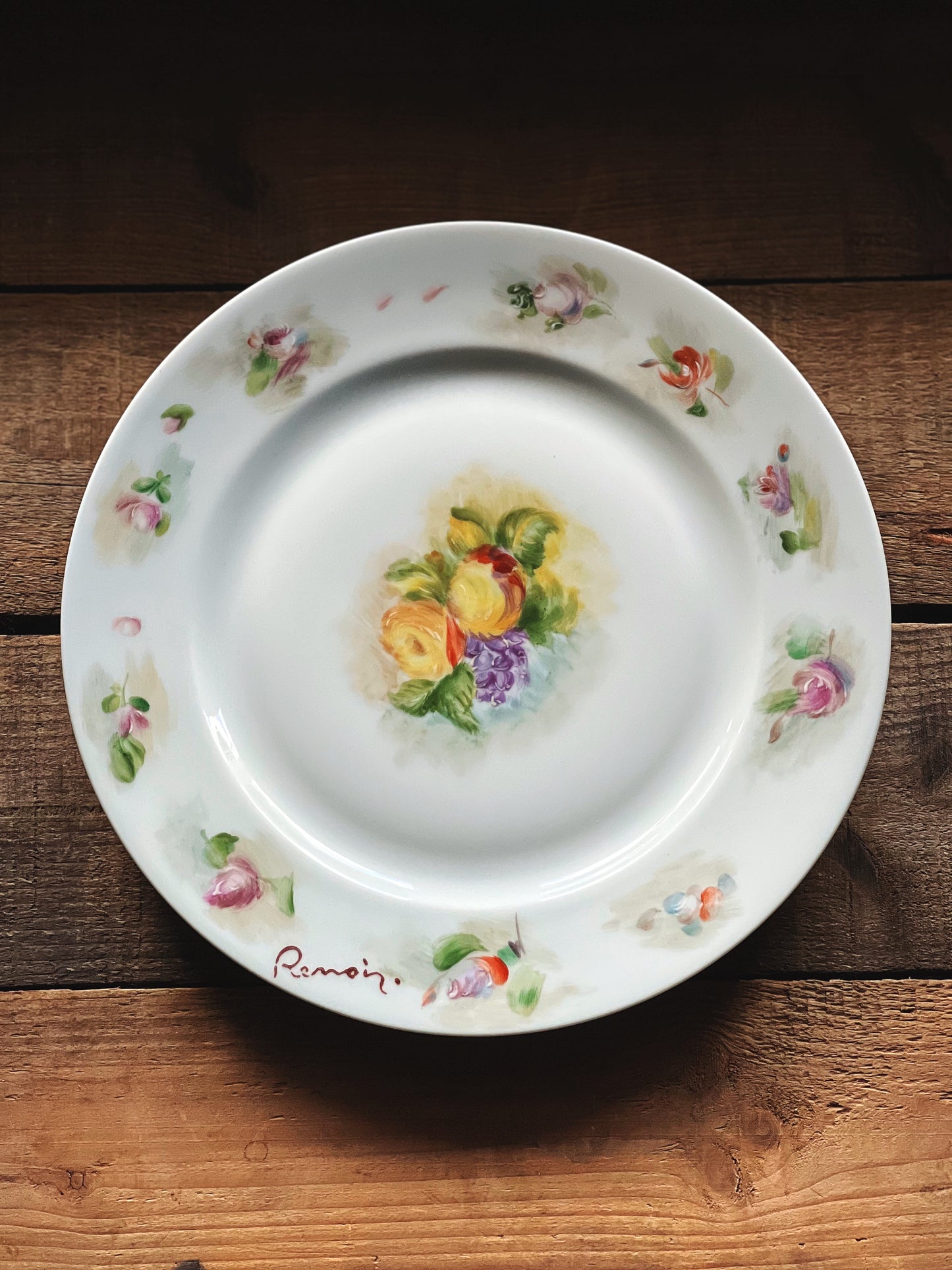 vintage hand painted Renoir floral dinner plate