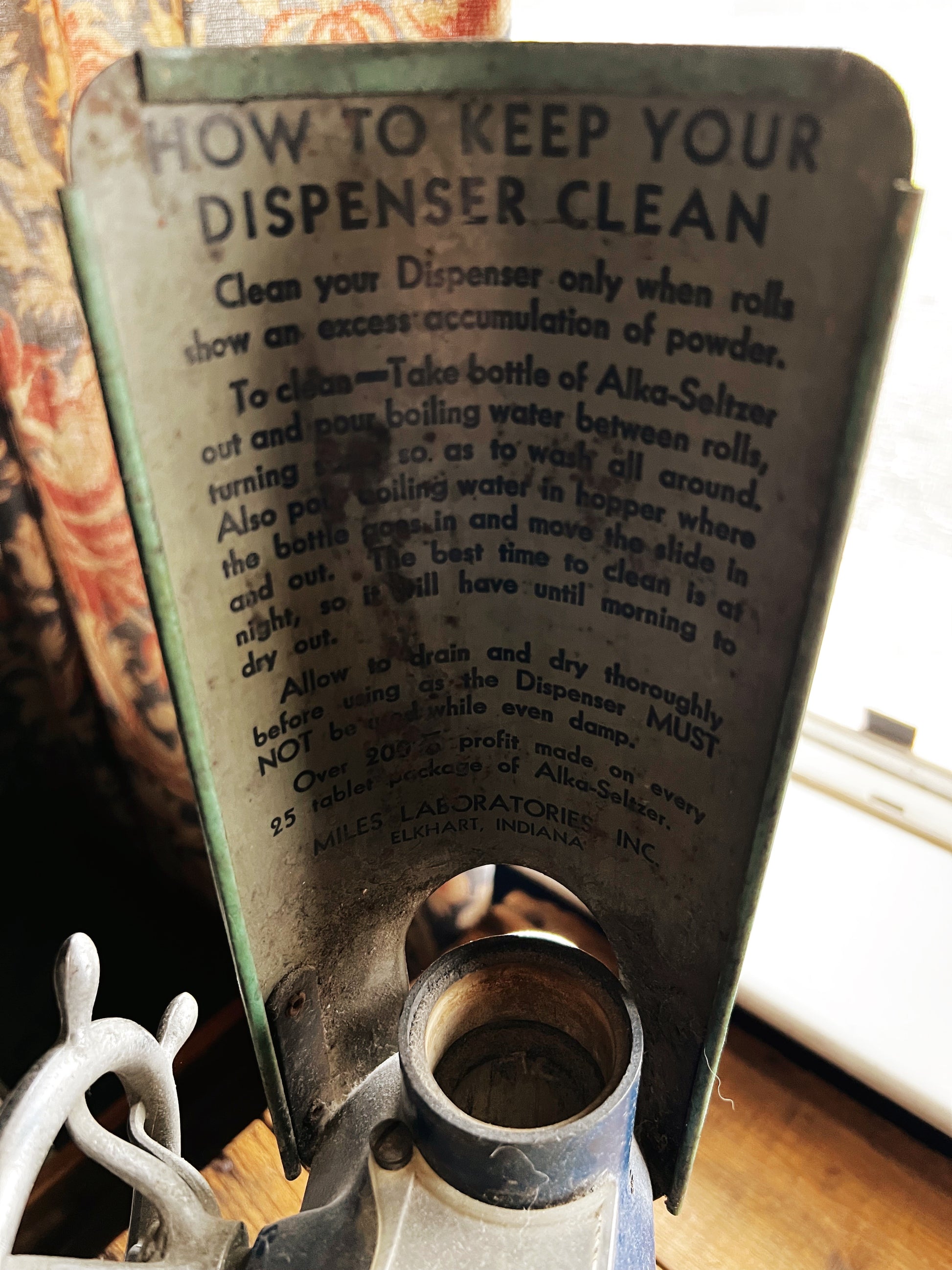 Vintage Alka Seltzer Dispenser Pharmacy Soda Fountain Dispenser