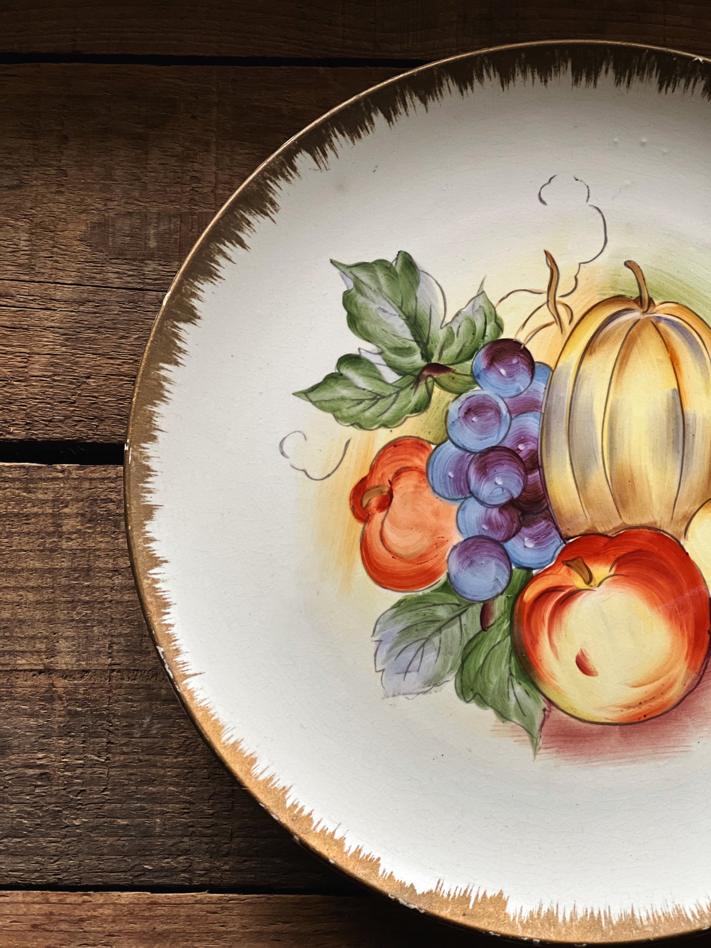 Vintage Enesco Imports Hand Painted Harvest Plate