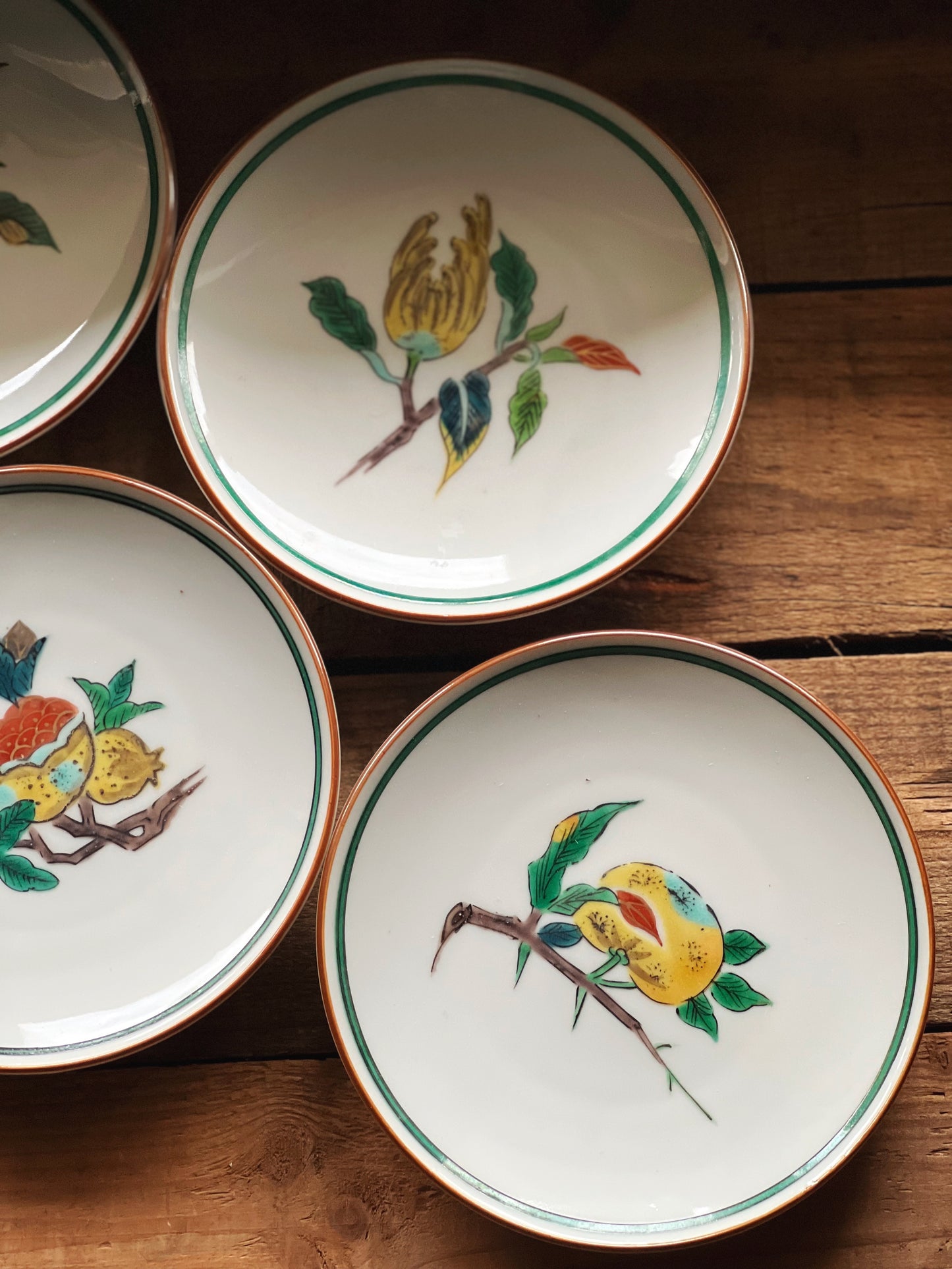 Set of 5 Hand Painted Vintage Dessert Plates Made in Japan