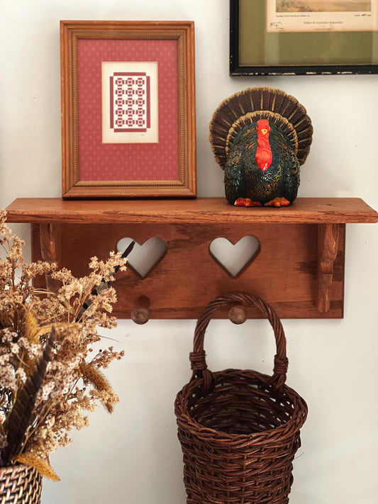 vintage wood heart cut out shelf