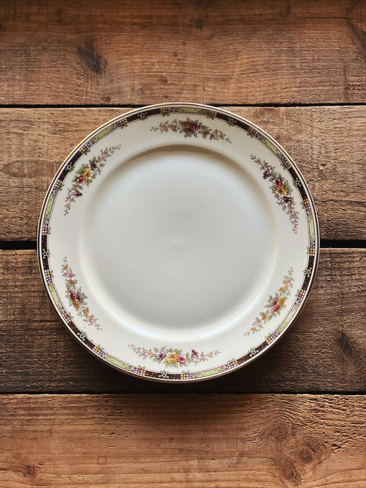 multicolor floral salad plate with black accents