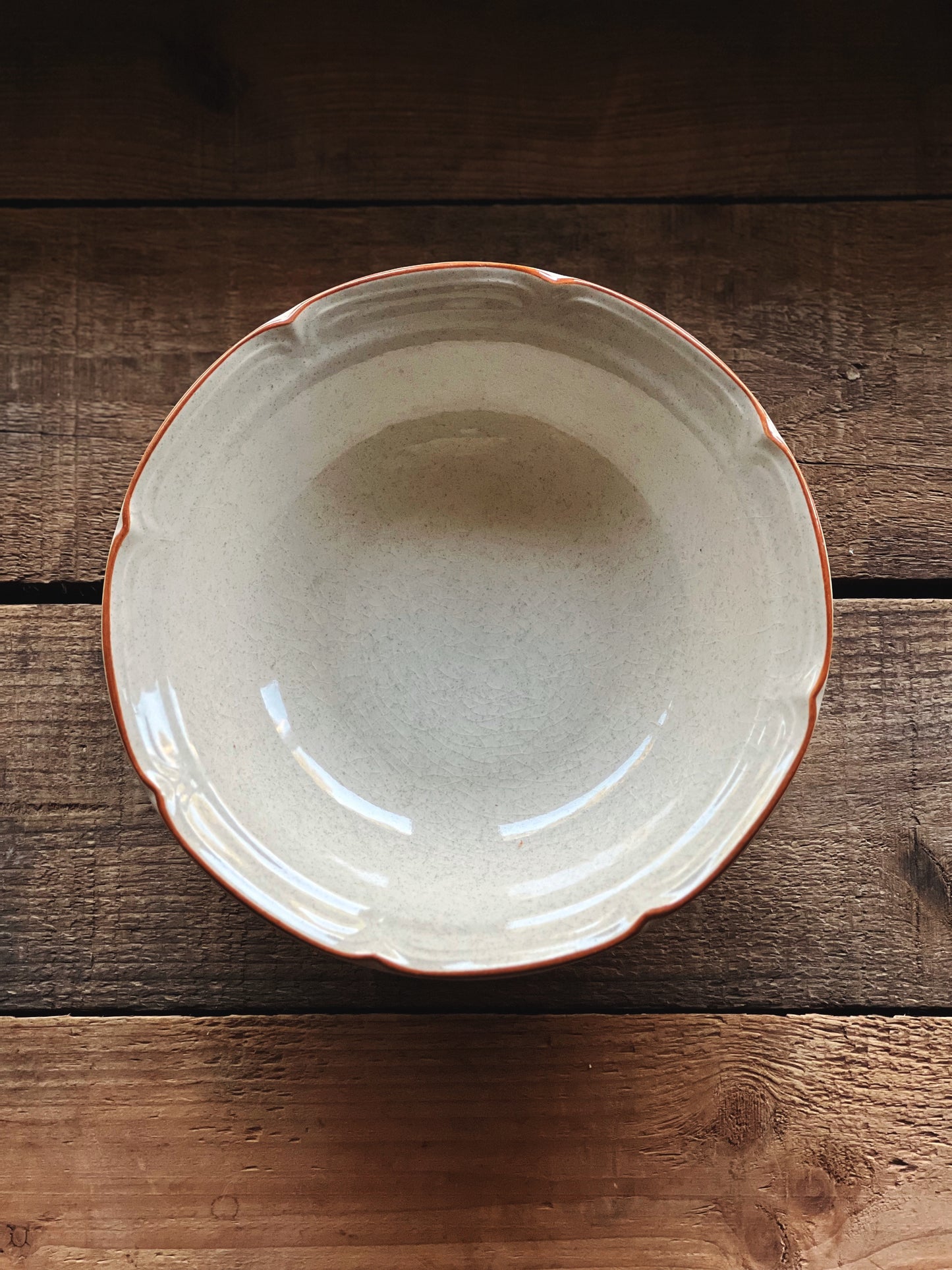 stoneware cereal bowl with brown trim