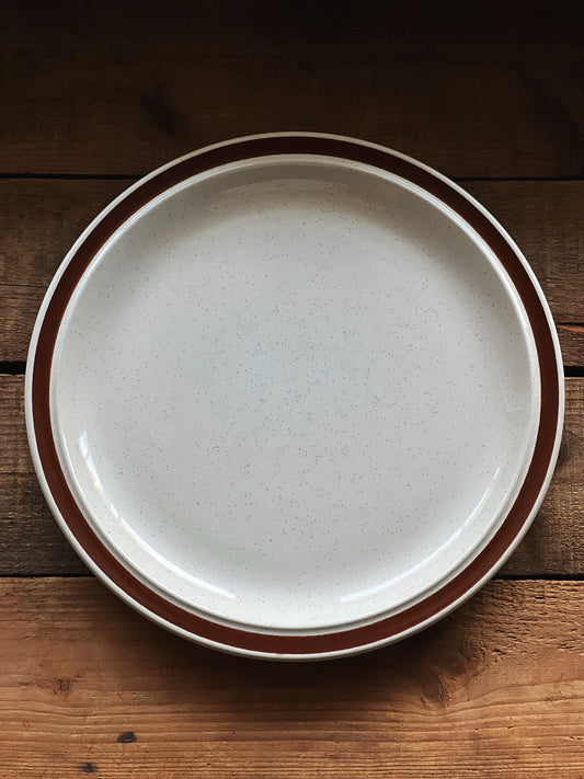 brown stoneware dinner plate