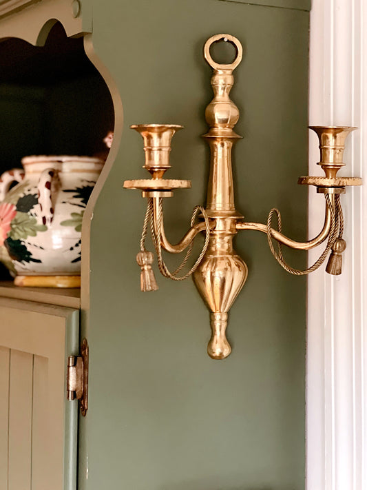 Vintage Two Arm Brass Candle Sconce