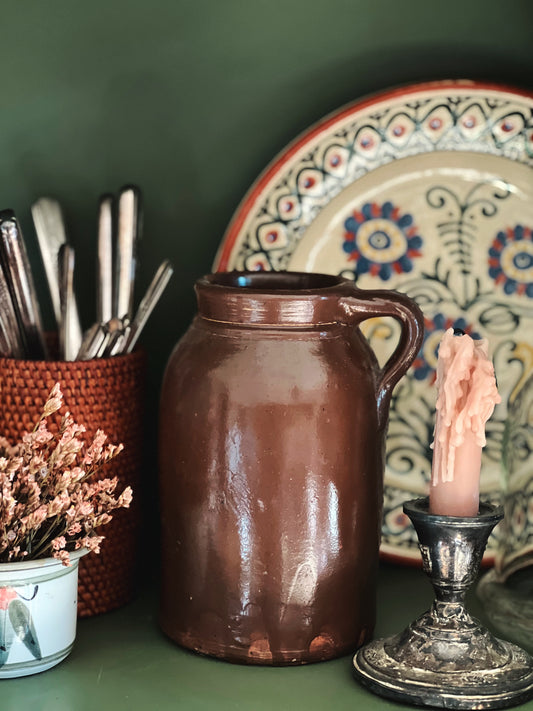 Vintage Brown Stoneware Jug