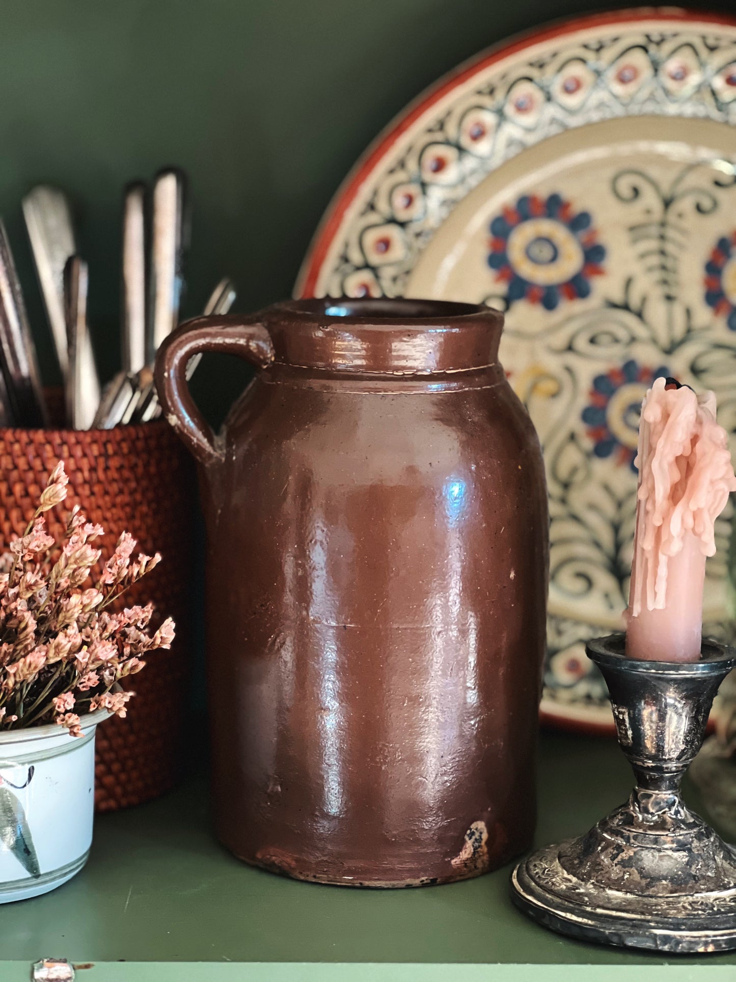 Vintage Brown Stoneware Jug