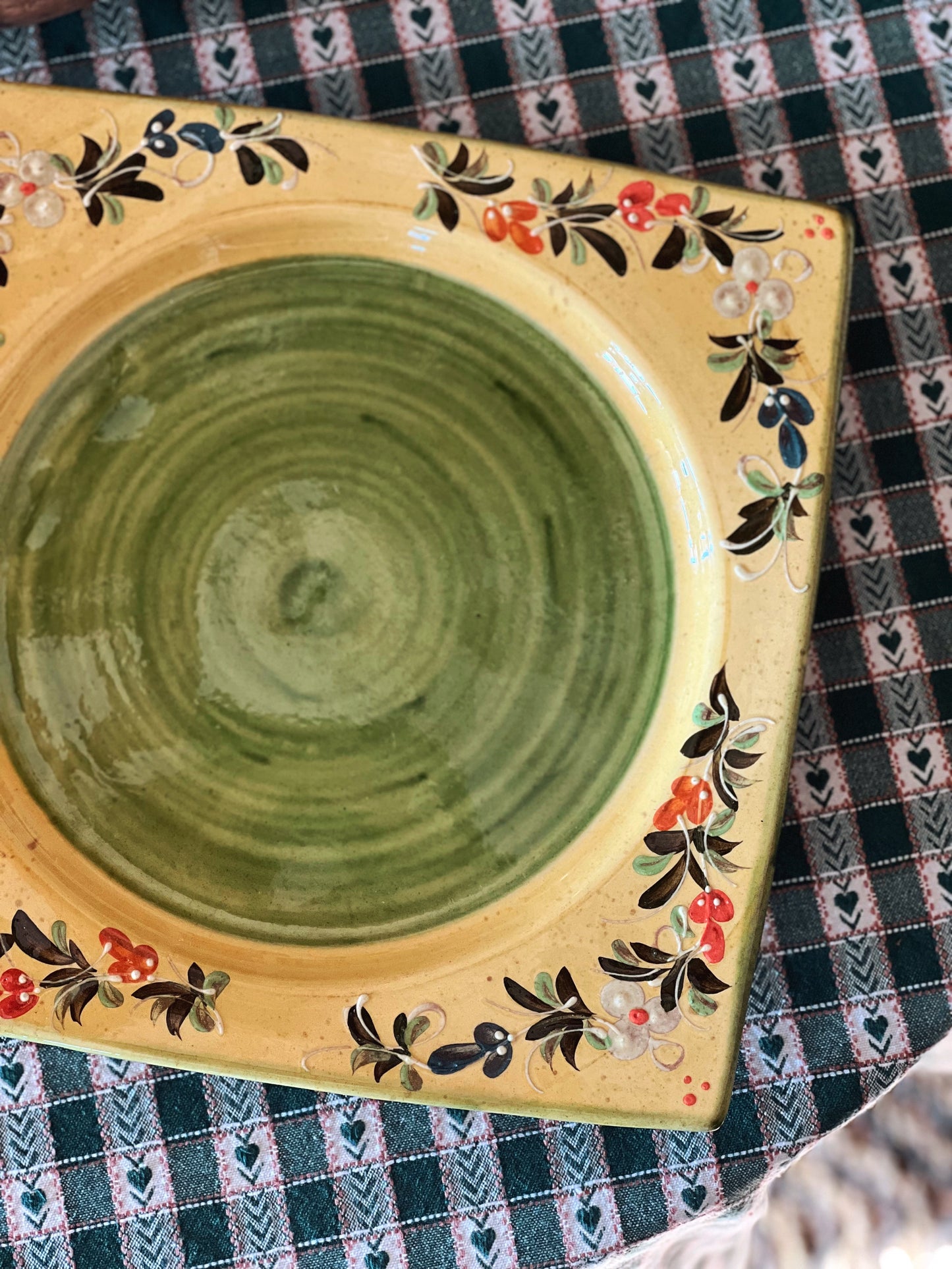 large hand painted floral French plate 