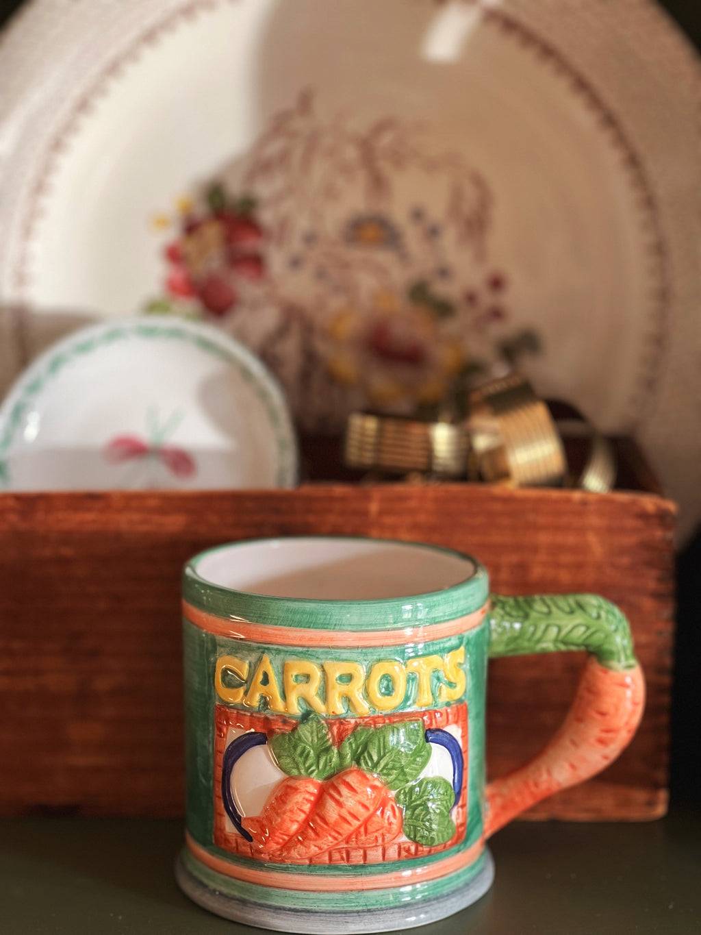 Hand Painted Vintage Ceramic Carrot Mug
