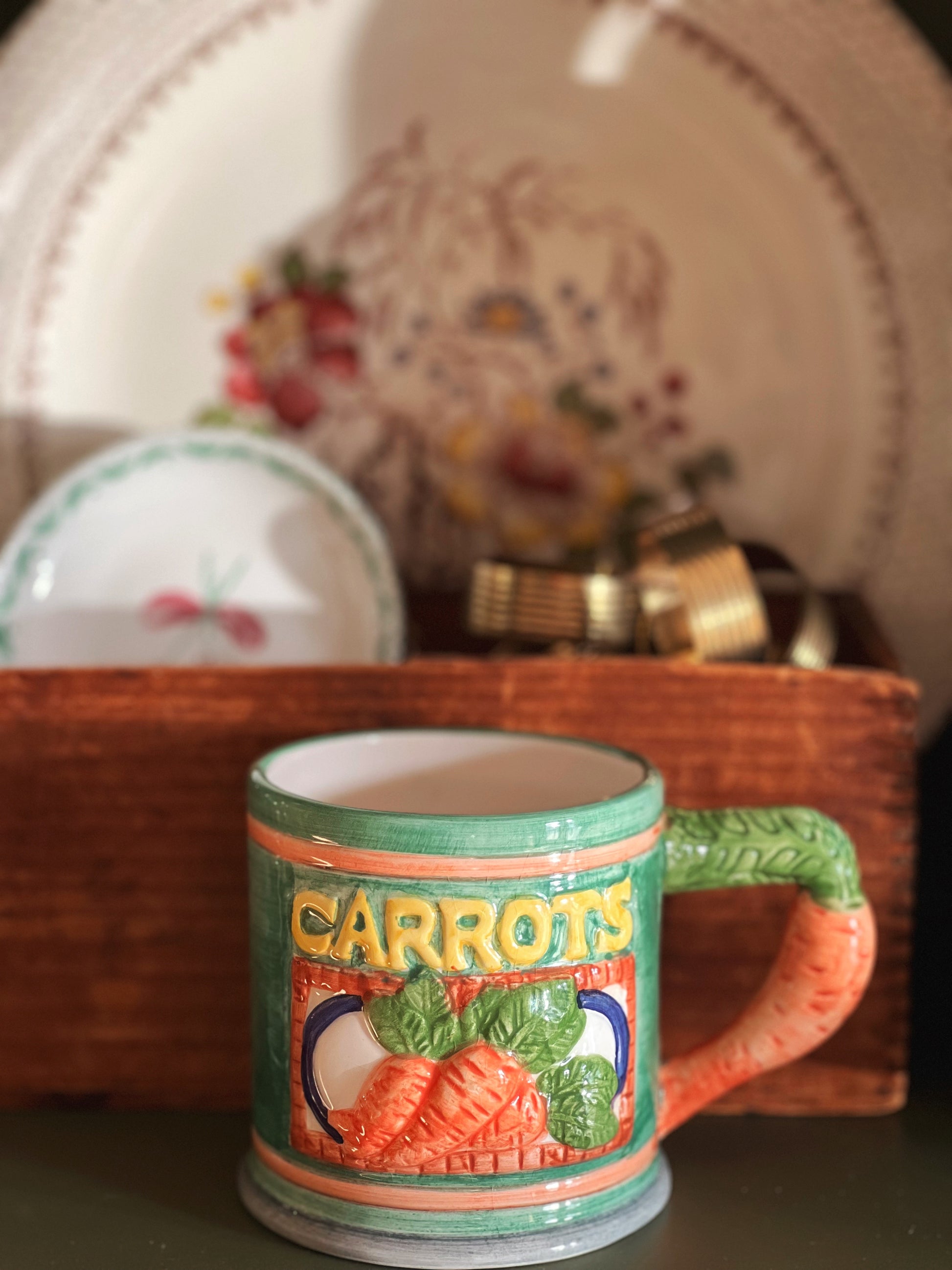 Hand Painted Vintage Ceramic Carrot Mug