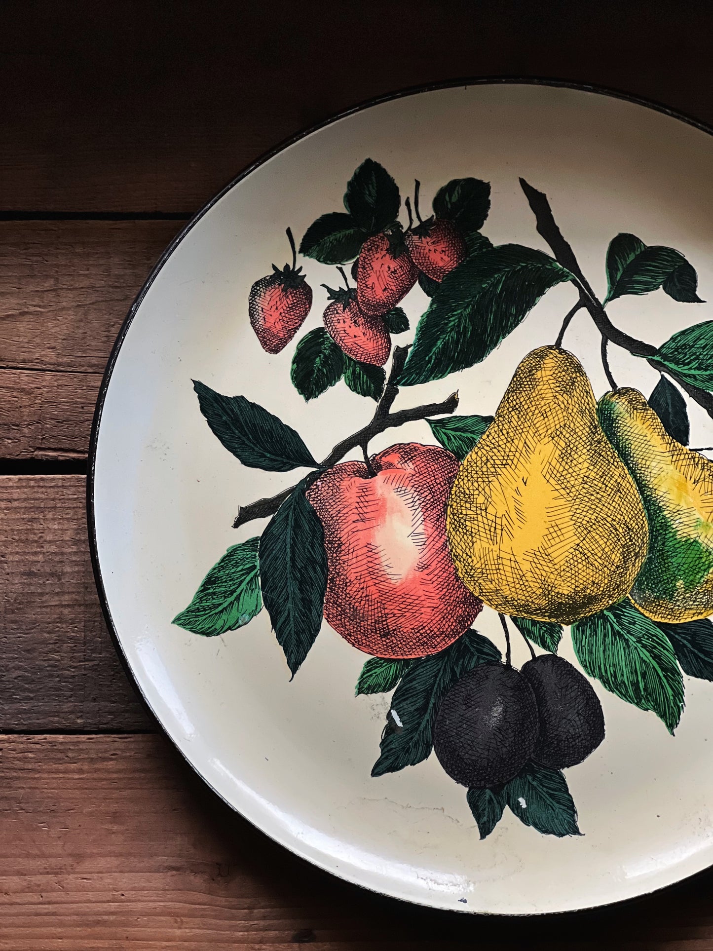 Vintage Harvest Fruit Round Serving Tray