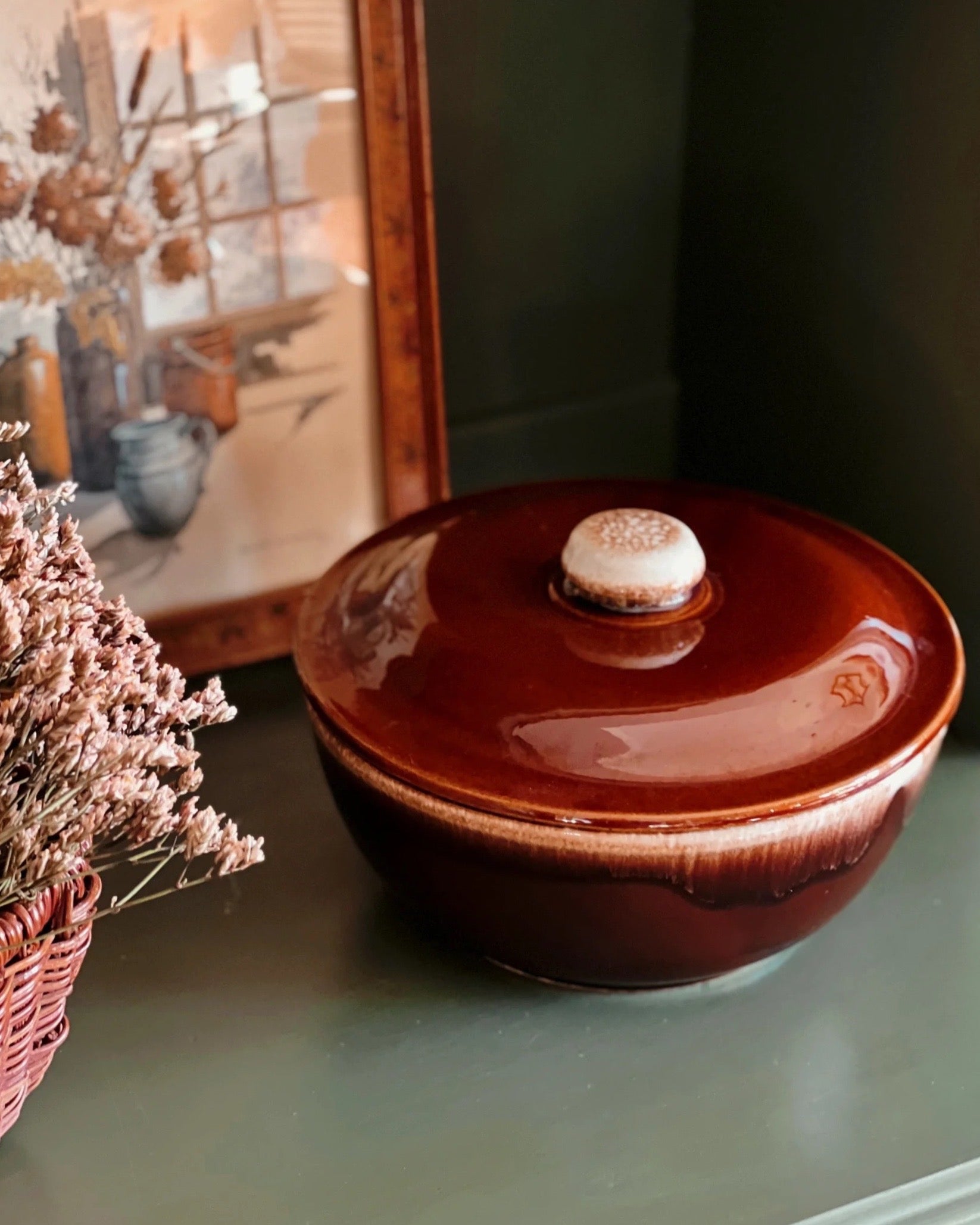 brown drip casserole dish