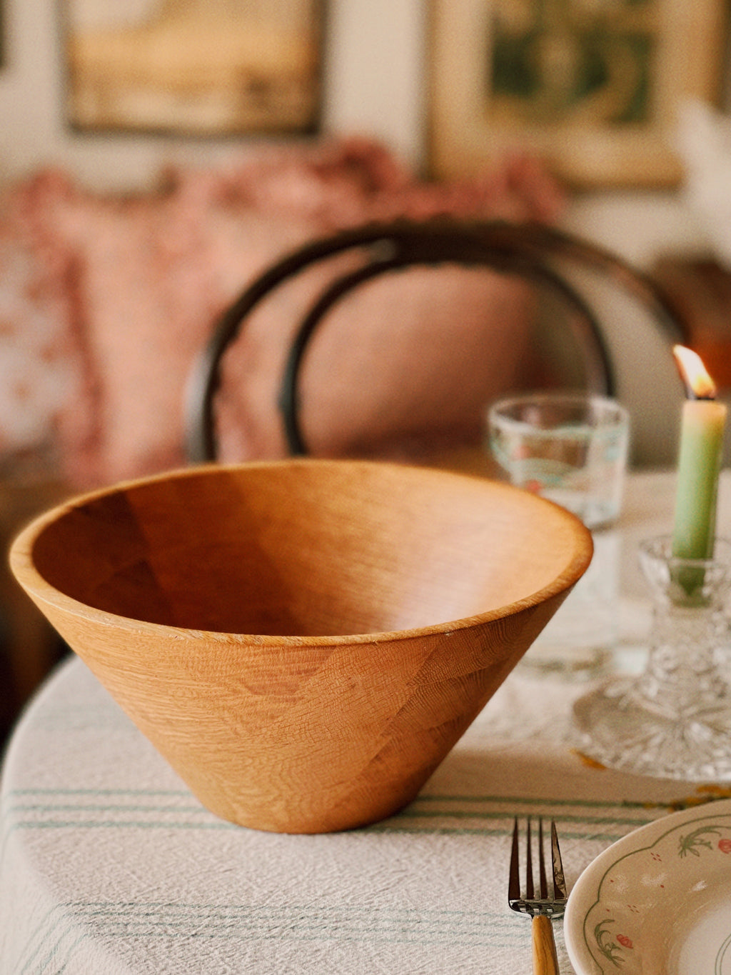 Hand Made Rustic Oak Wood Salad Bowl