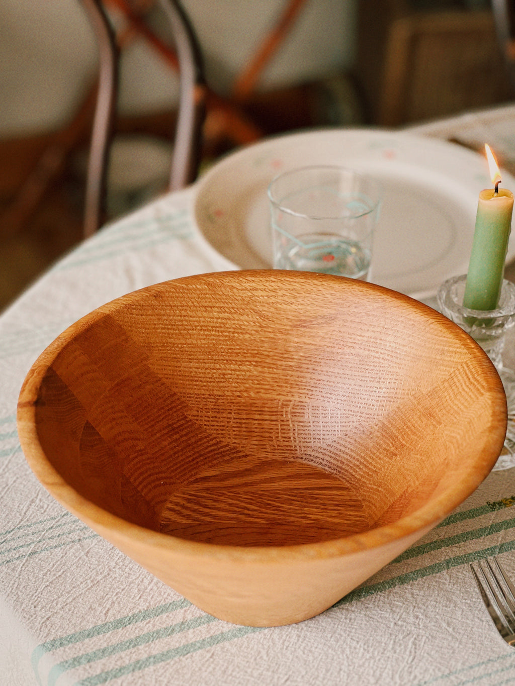 Hand Made Rustic Oak Wood Salad Bowl