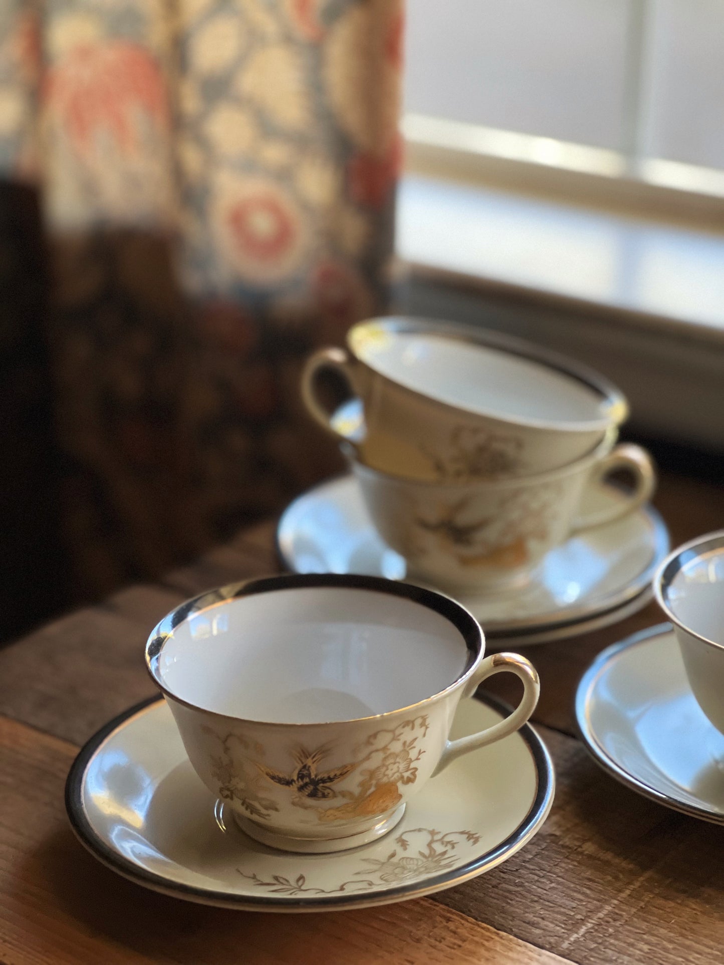 Vintage Chikaramachi Japan Hand Painted Teacup & Saucer Set