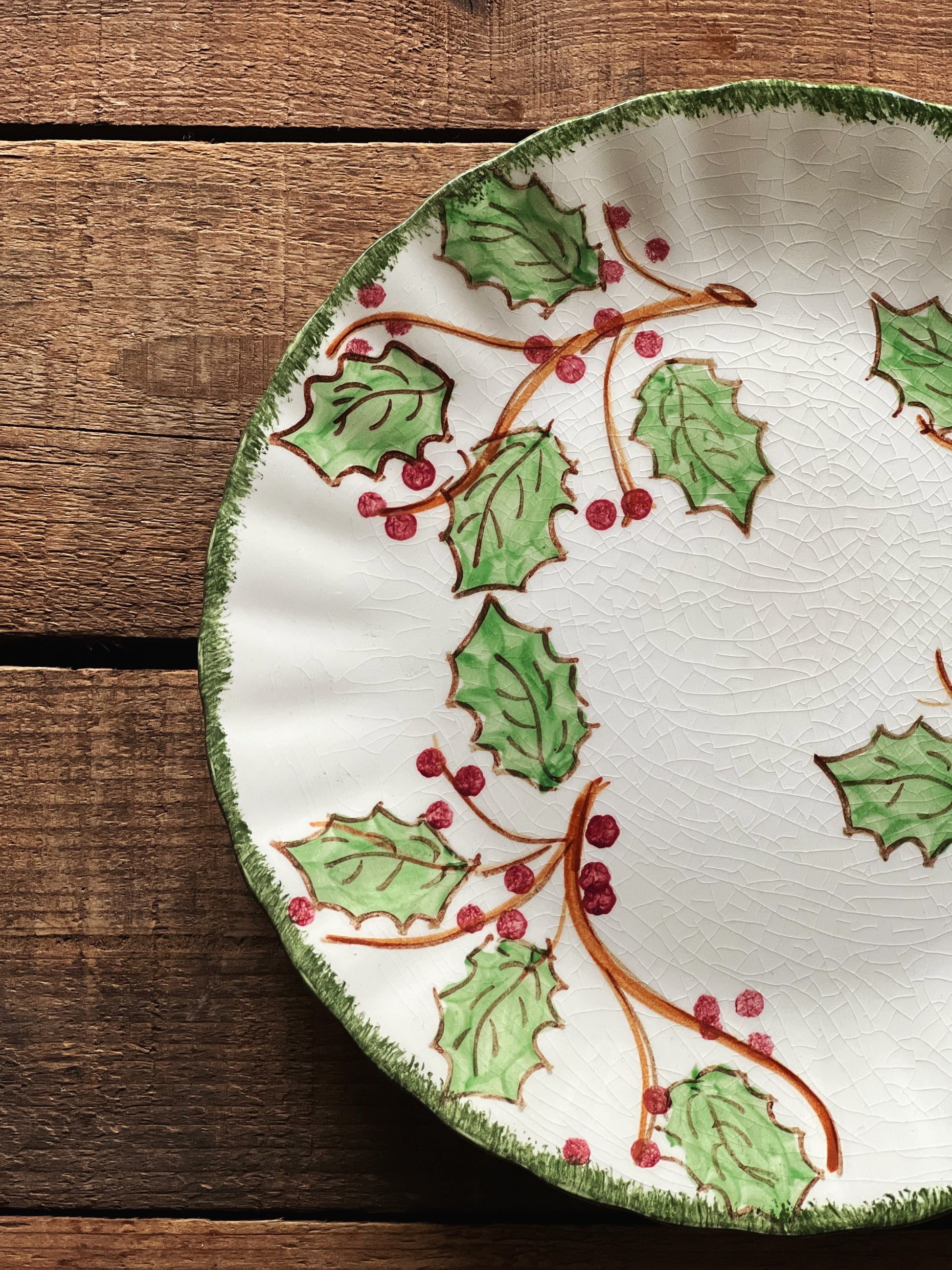 Vintage Blue Ridge Pottery Hand Painted Hollyberry Christmas Salad Plate