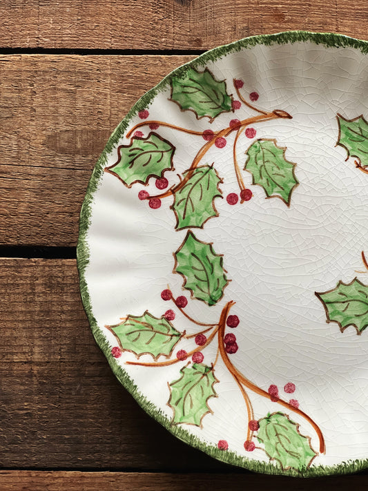 Vintage Blue Ridge Pottery Hand Painted Hollyberry Christmas Salad Plate