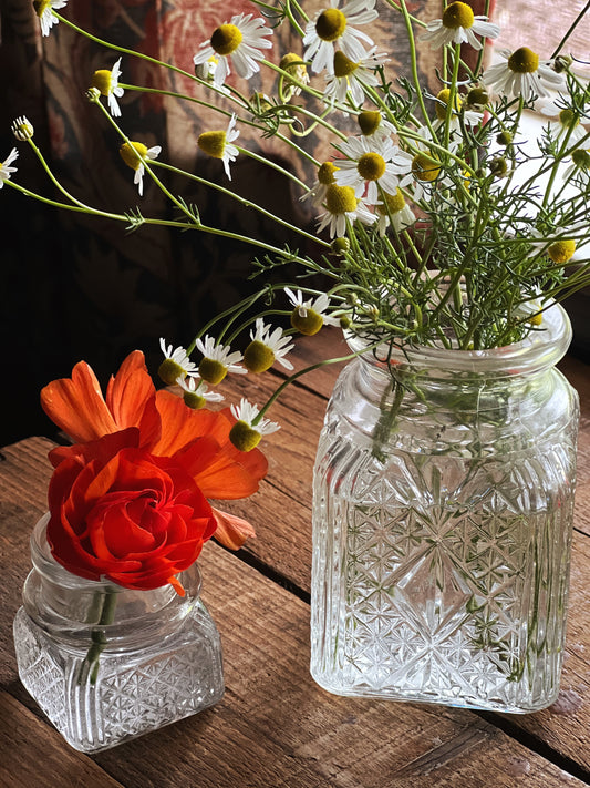 Set of 3 Vintage Pressed Glass Jars