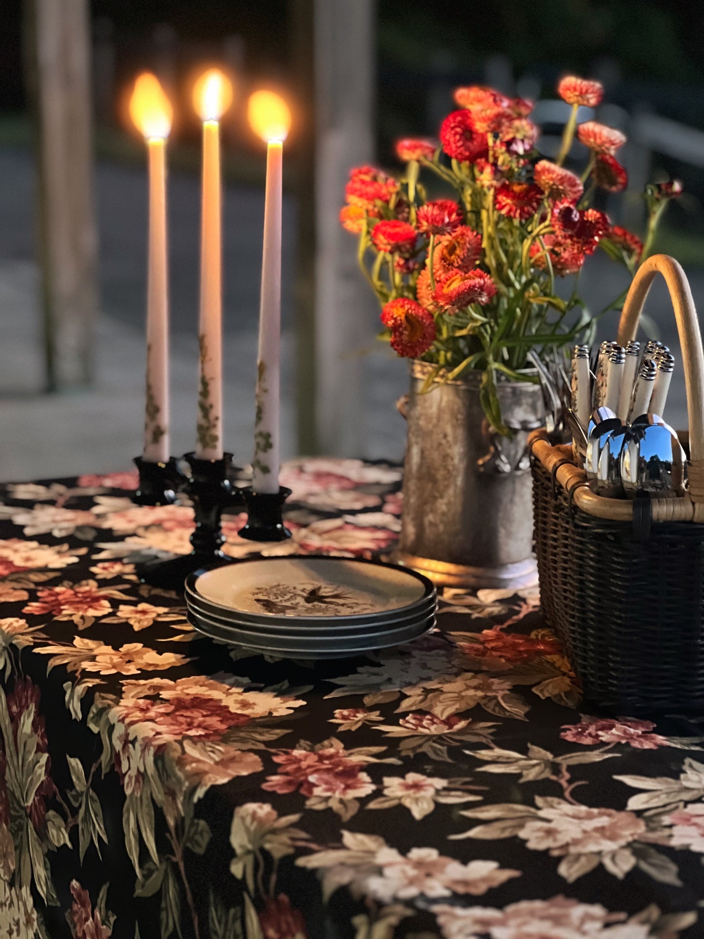 Rectangular Floral Vintage Tablecloth