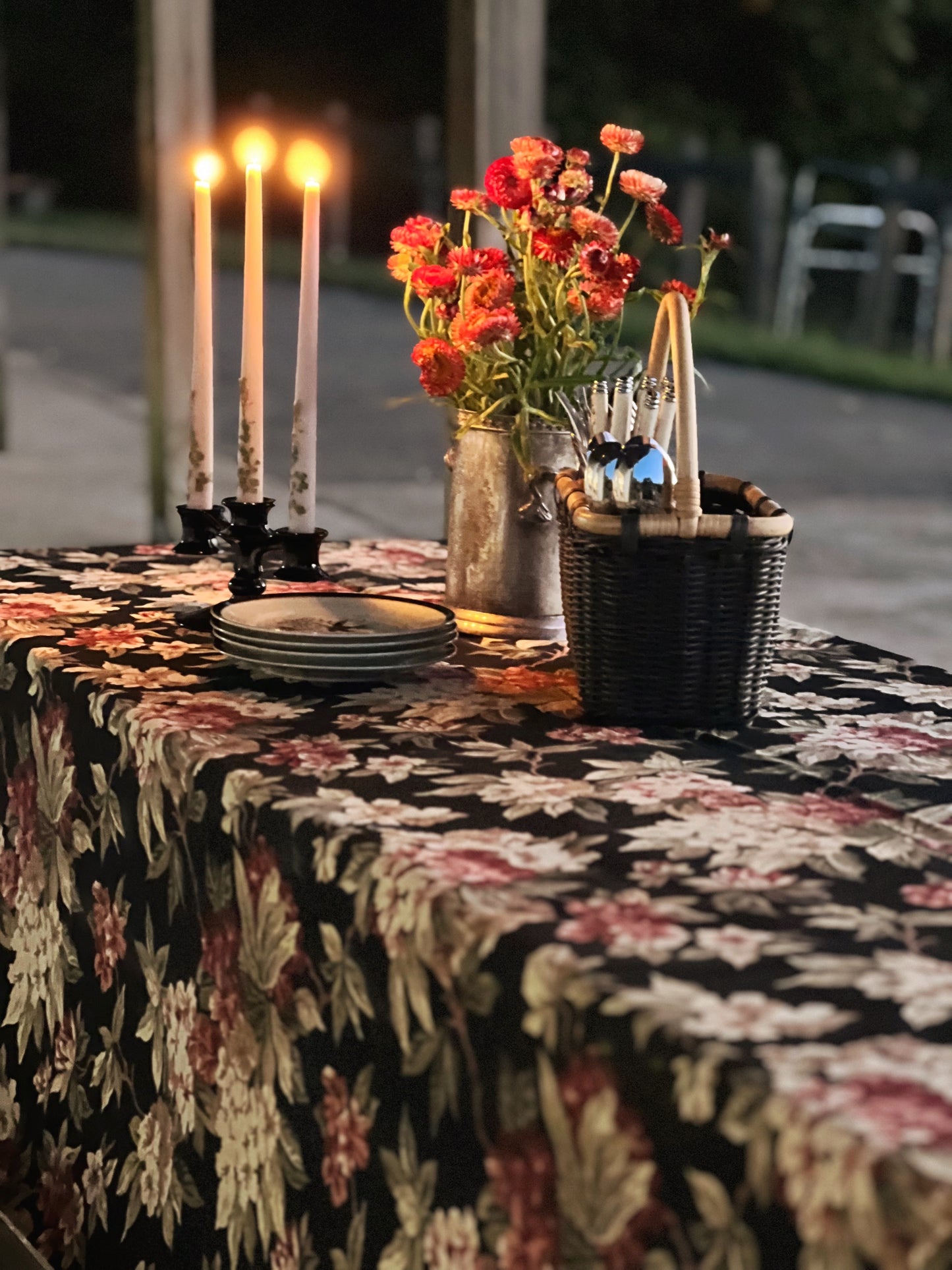 Rectangular Floral Vintage Tablecloth