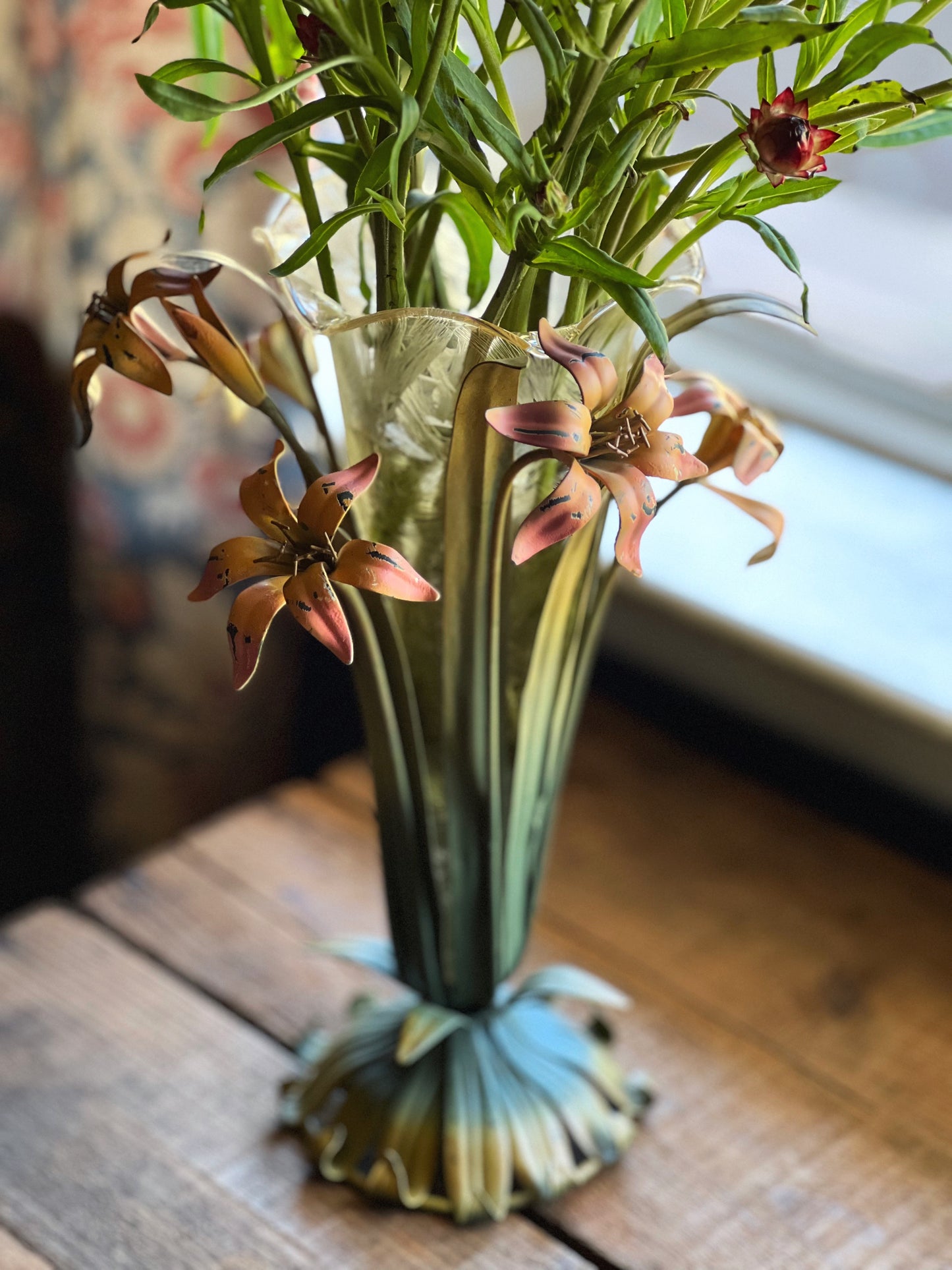 Vintage Metal Floral Vase