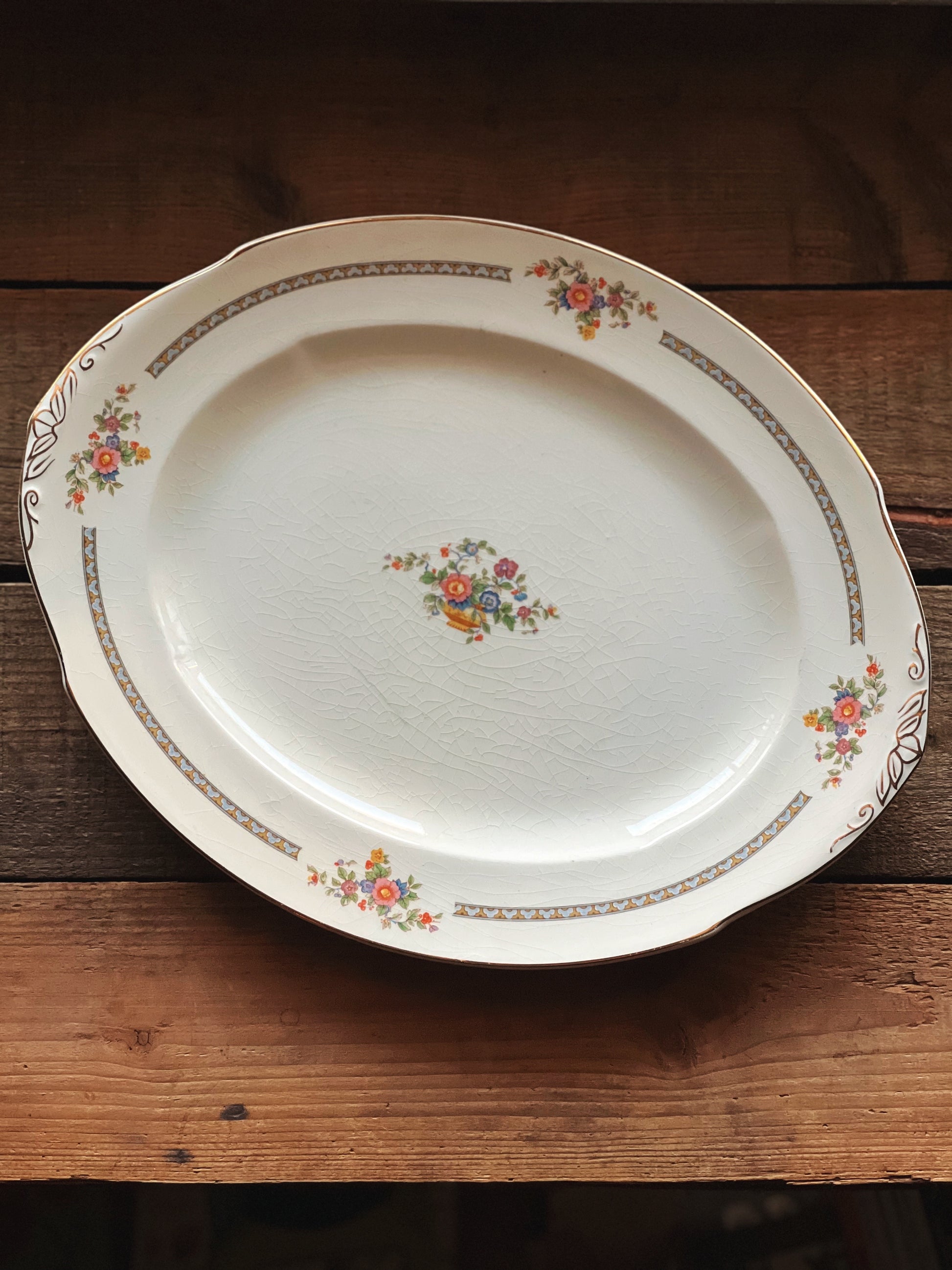 Rare Antique WH Grindley Chelsea Ivory Torbay Oval Serving Platter