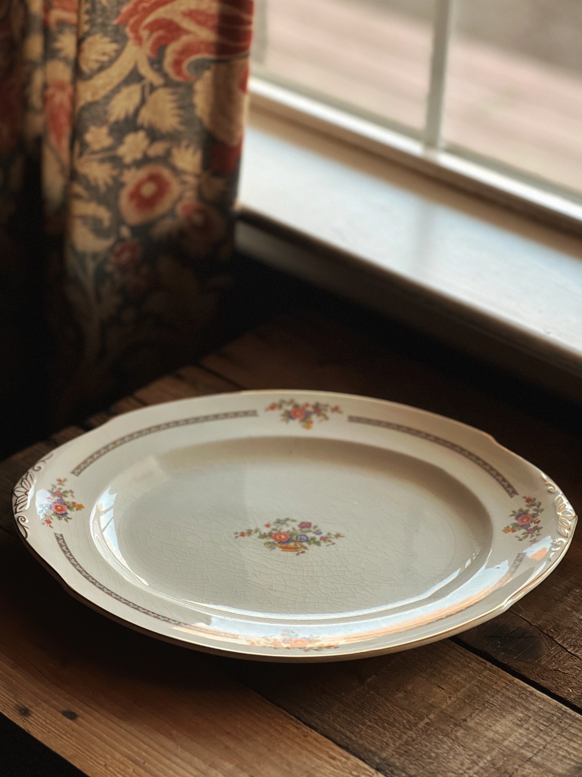 Rare Antique WH Grindley Chelsea Ivory Torbay Oval Serving Platter