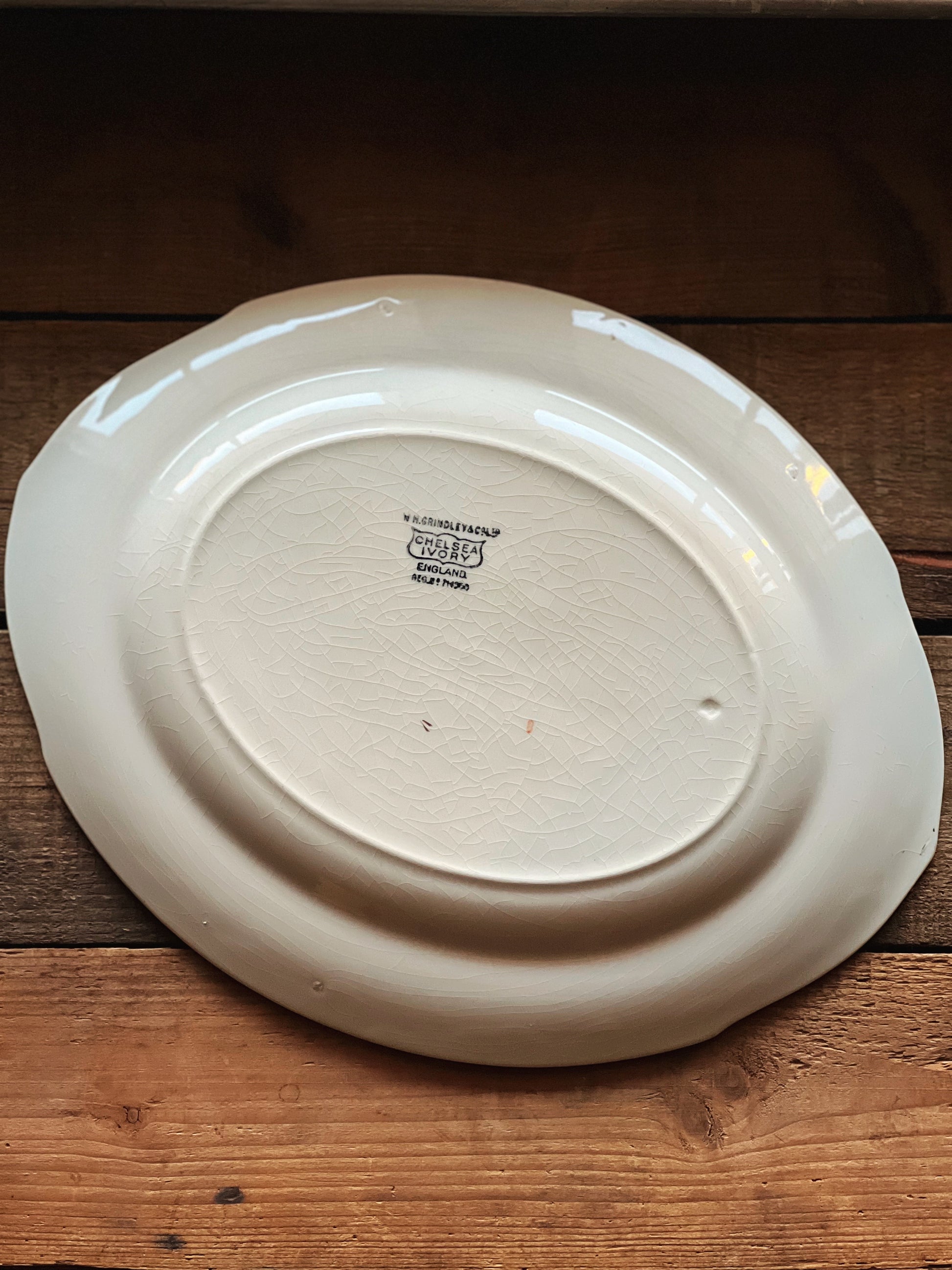 Rare Antique WH Grindley Chelsea Ivory Torbay Oval Serving Platter