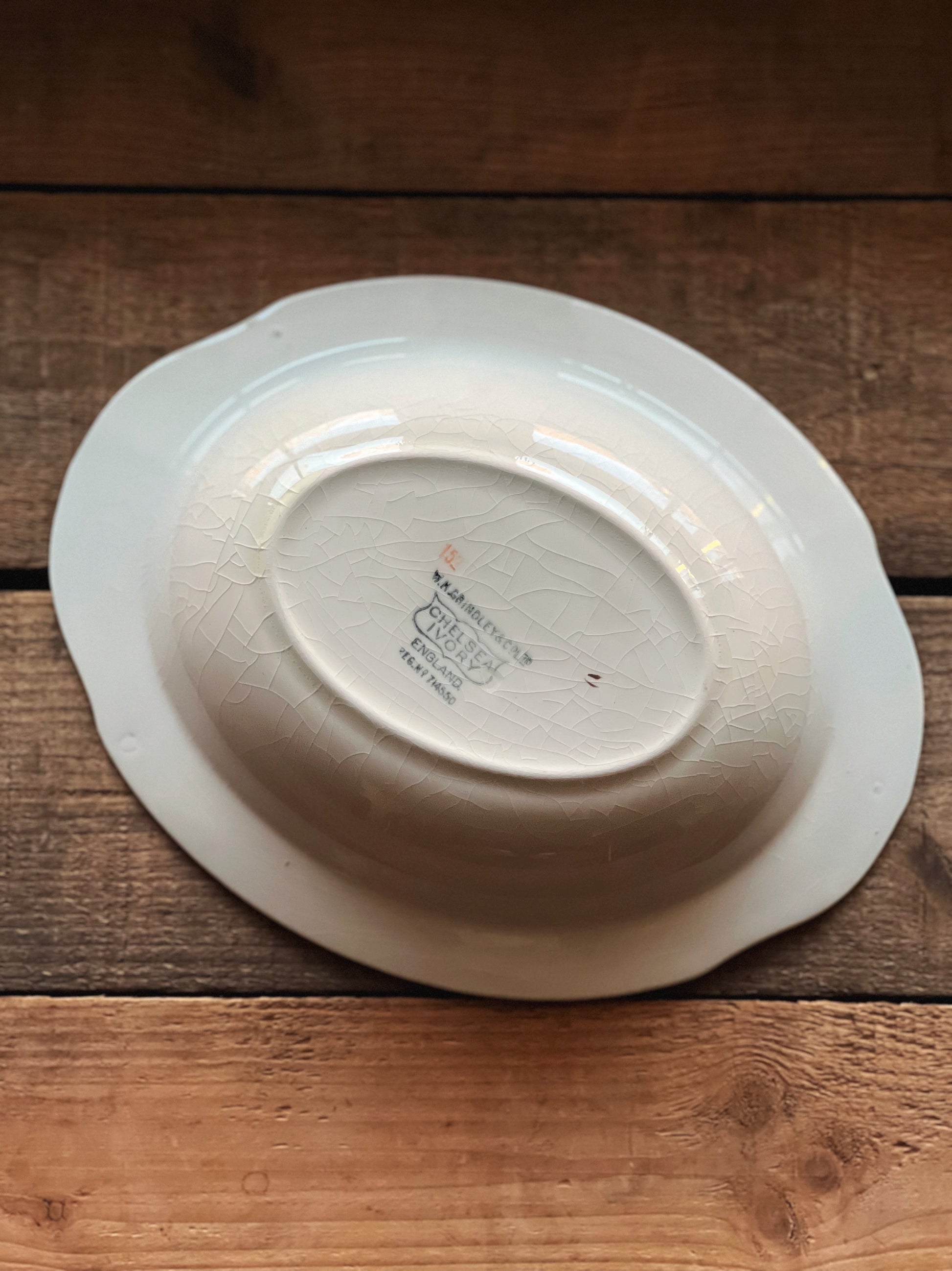 Rare Antique WH Grindley Chelsea Ivory Torbay Small Oval Vegetable Bowl