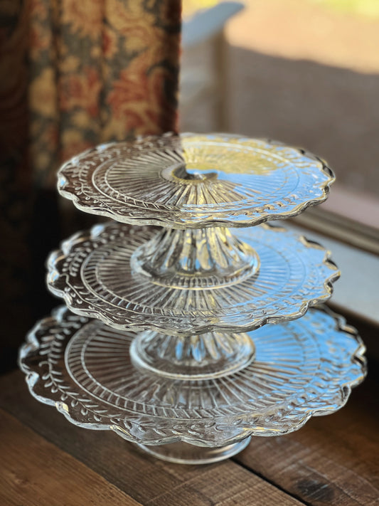 Vintage Scalloped Glass Cake Stands