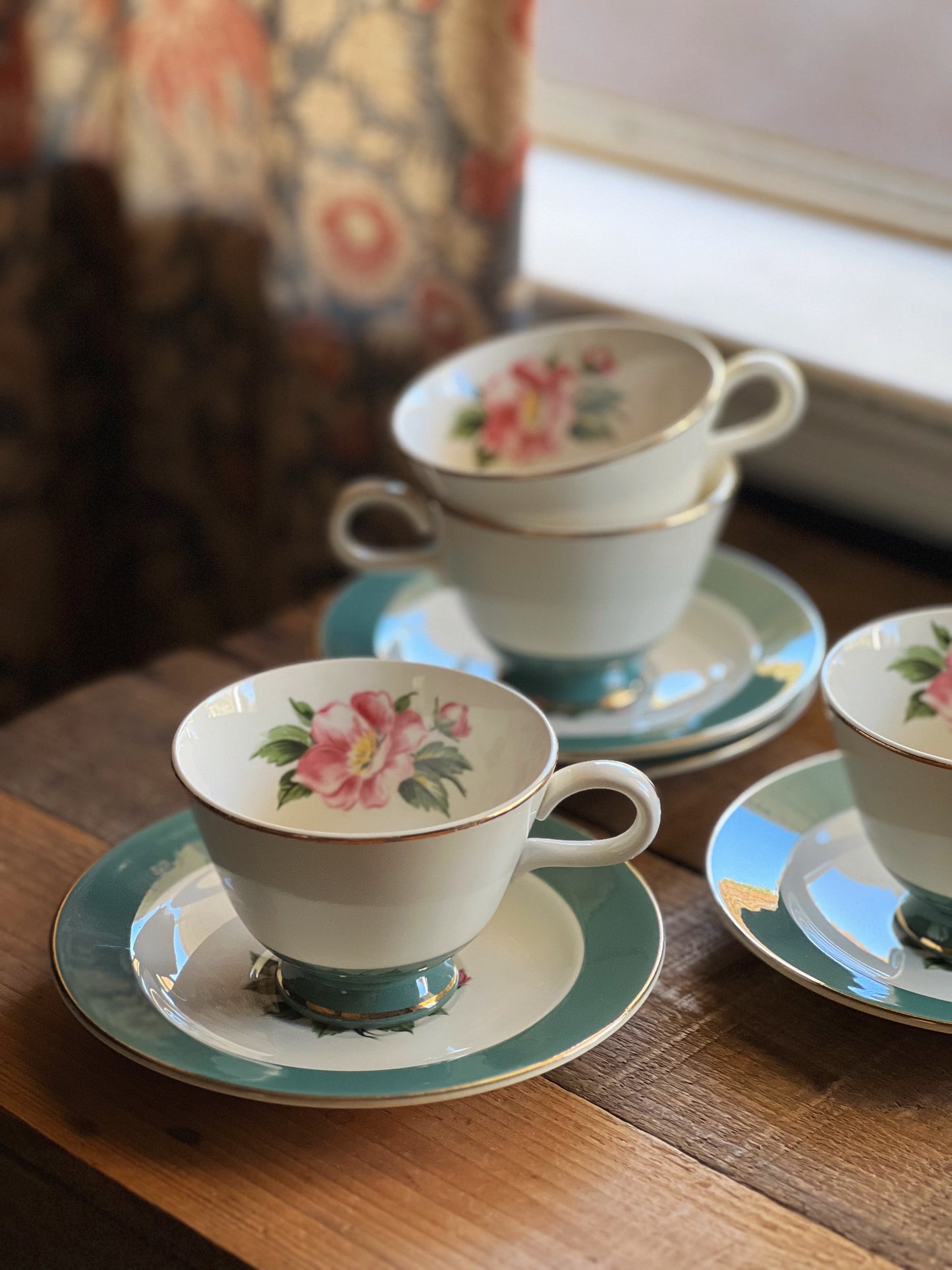 Vintage Homer Laughlin Empire Green Footed Cup & Saucer Set