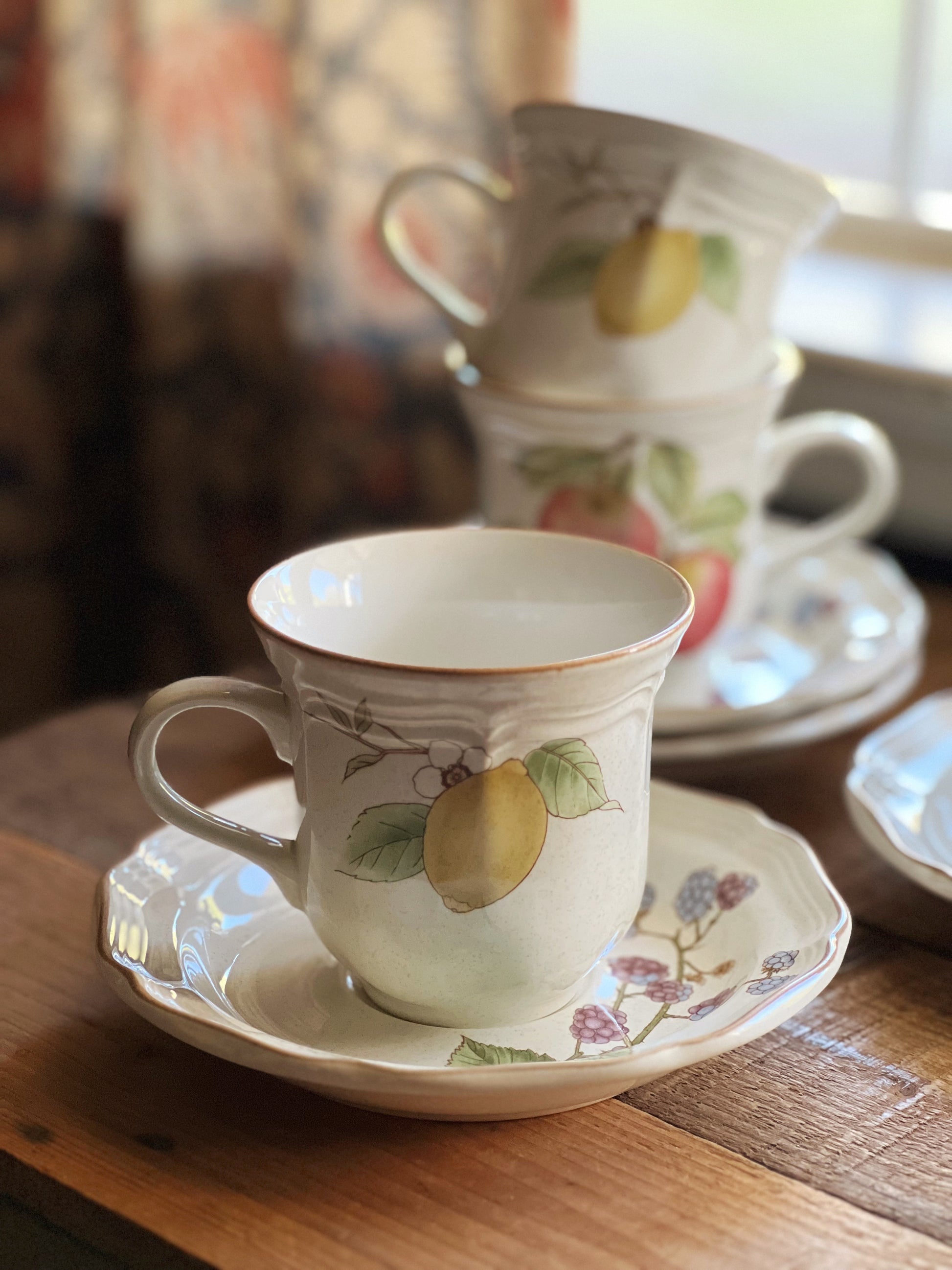 Vintage Mikasa Garden Club Bon Appetit Teacup & Saucer Set