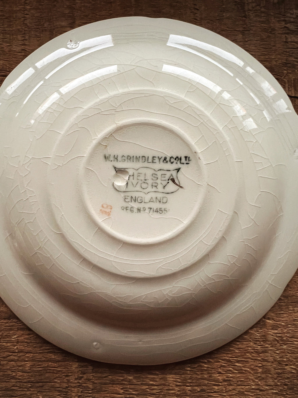 Rare Antique WH Grindley Chelsea Ivory Torbay Teacup & Saucer Set