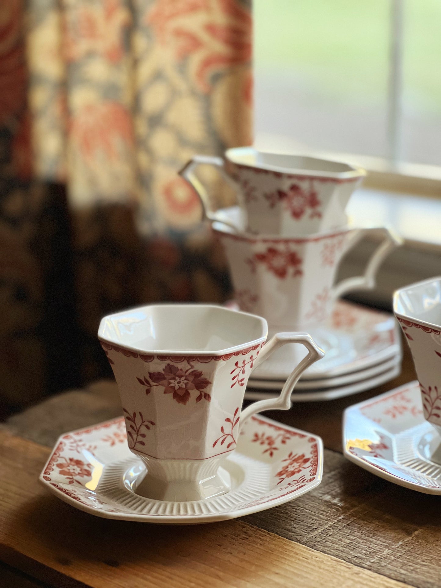 Vintage Independence Ironstone Bittersweet Flat Cup & Saucer Set