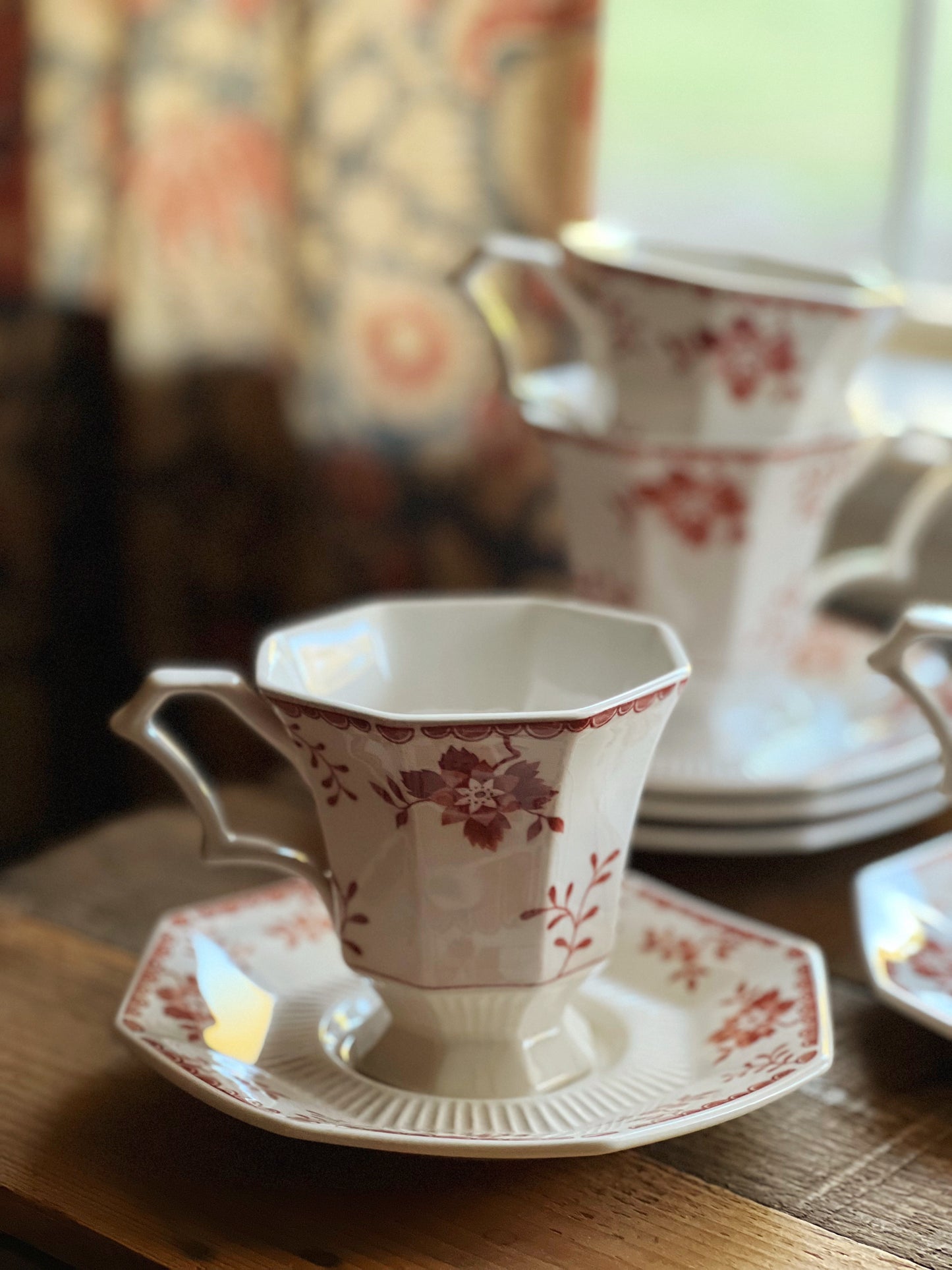 Vintage Independence Ironstone Bittersweet Flat Cup & Saucer Set