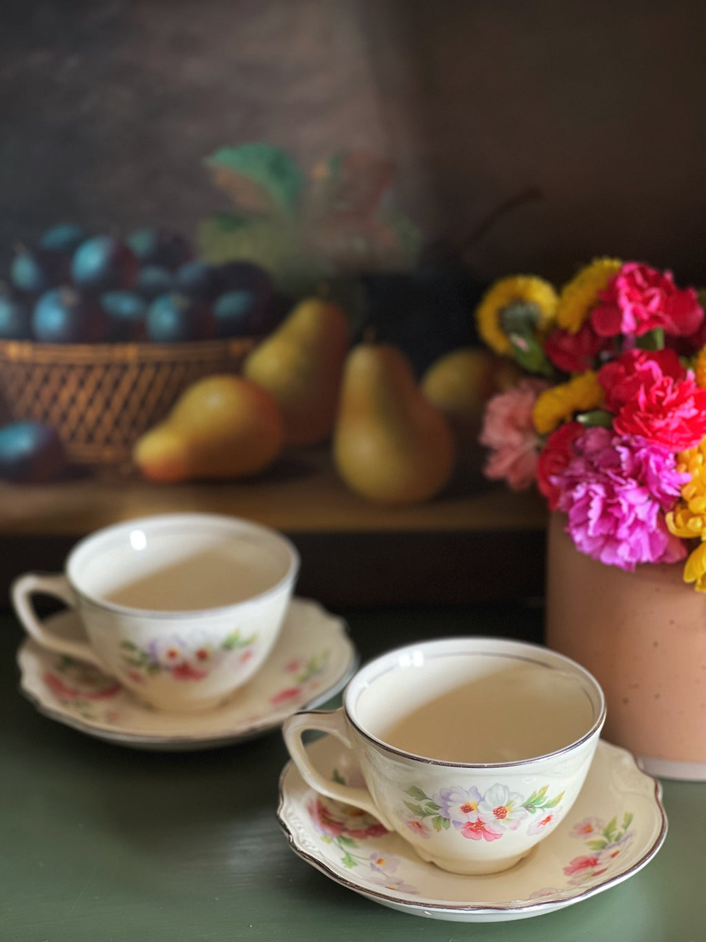 Vintage Homer Laughlin Virginia Rose Fluffy Rose Teacup and Saucer Set