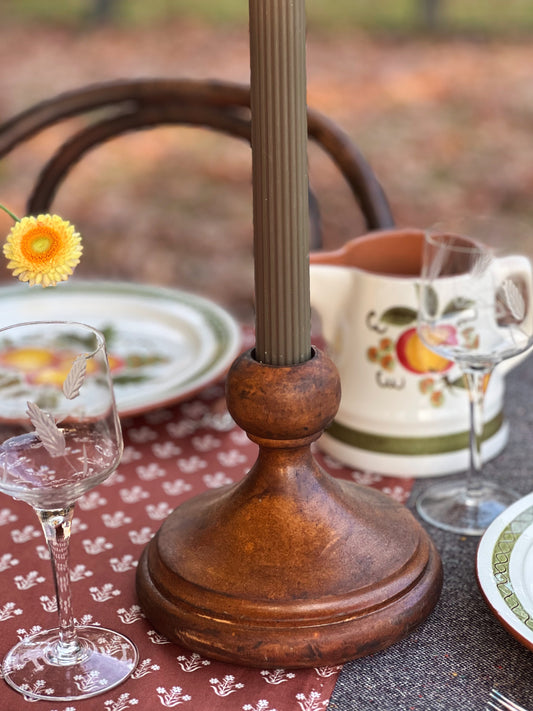 Vintage Pair of Large Wood Candleholders