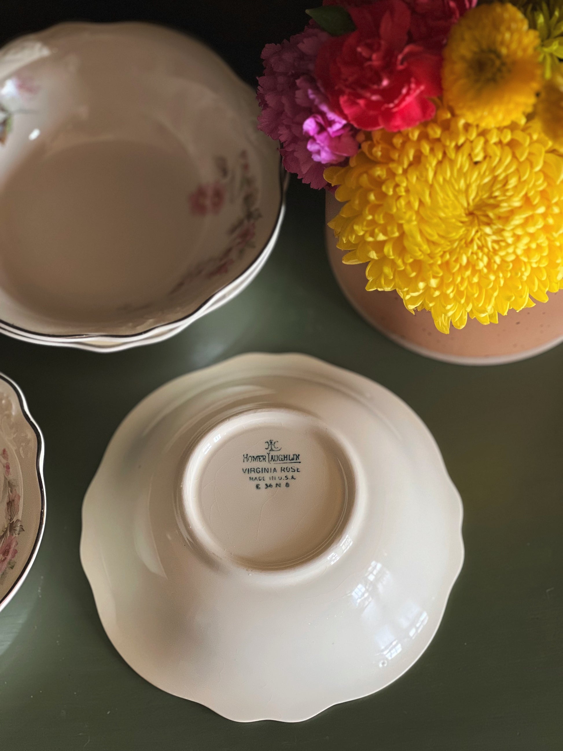 Vintage Homer Laughlin Virginia Rose Small Floral Berry Bowl