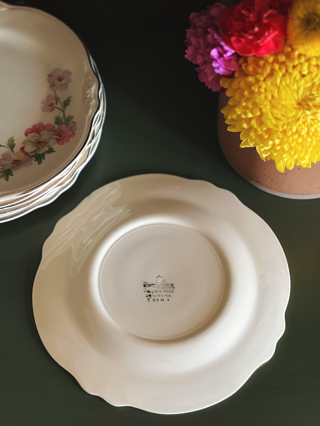 Vintage Homer Laughlin Virginia Rose Fluffy Rose Dessert Plate