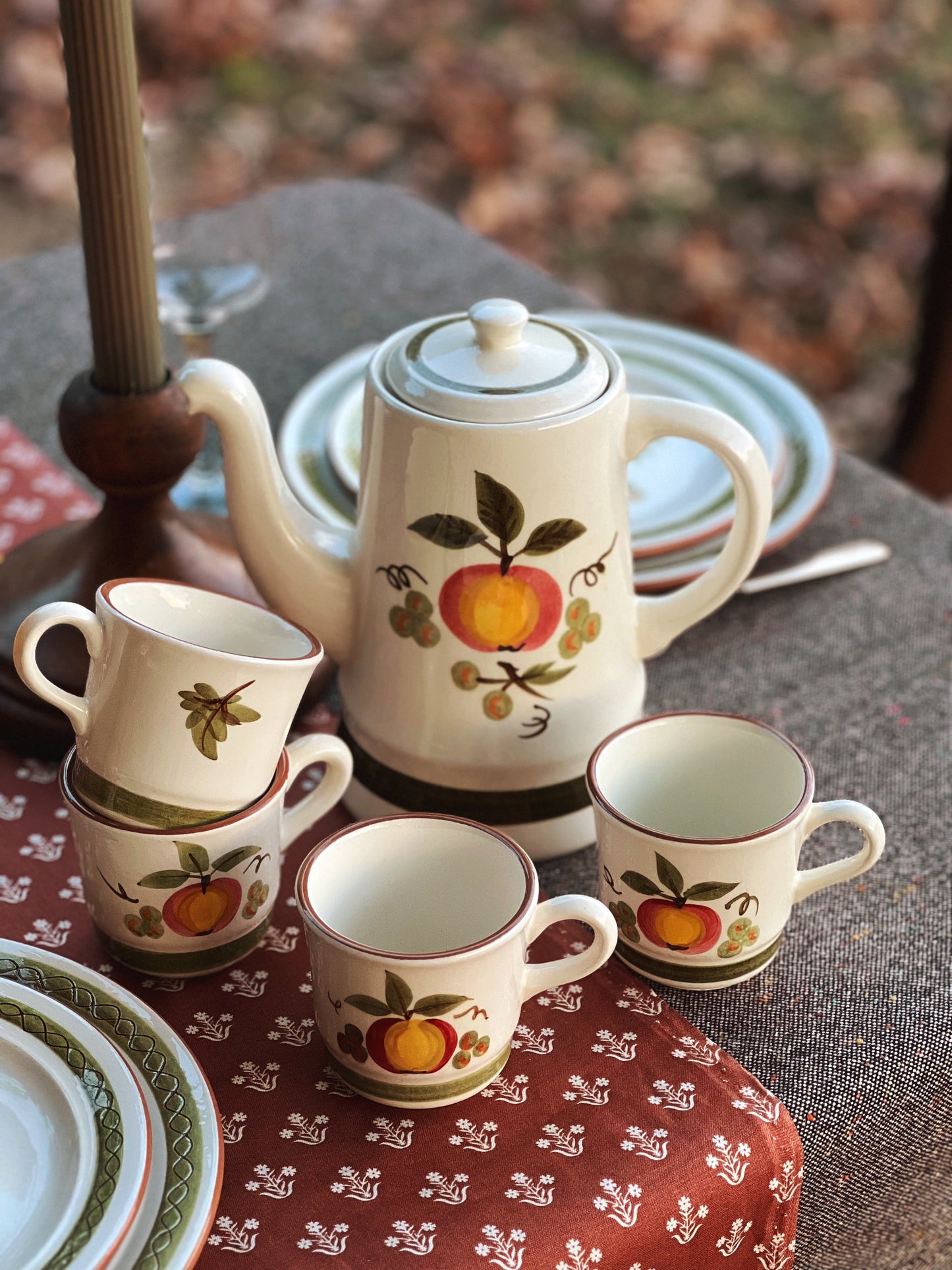 Vintage Stangl Apple Delight Teacup & Saucer Set